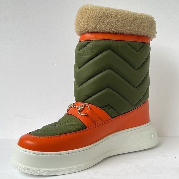 GUCCI MENS HORSEBIT SHEARLING BOOTS IN MILITARY SIZE 10