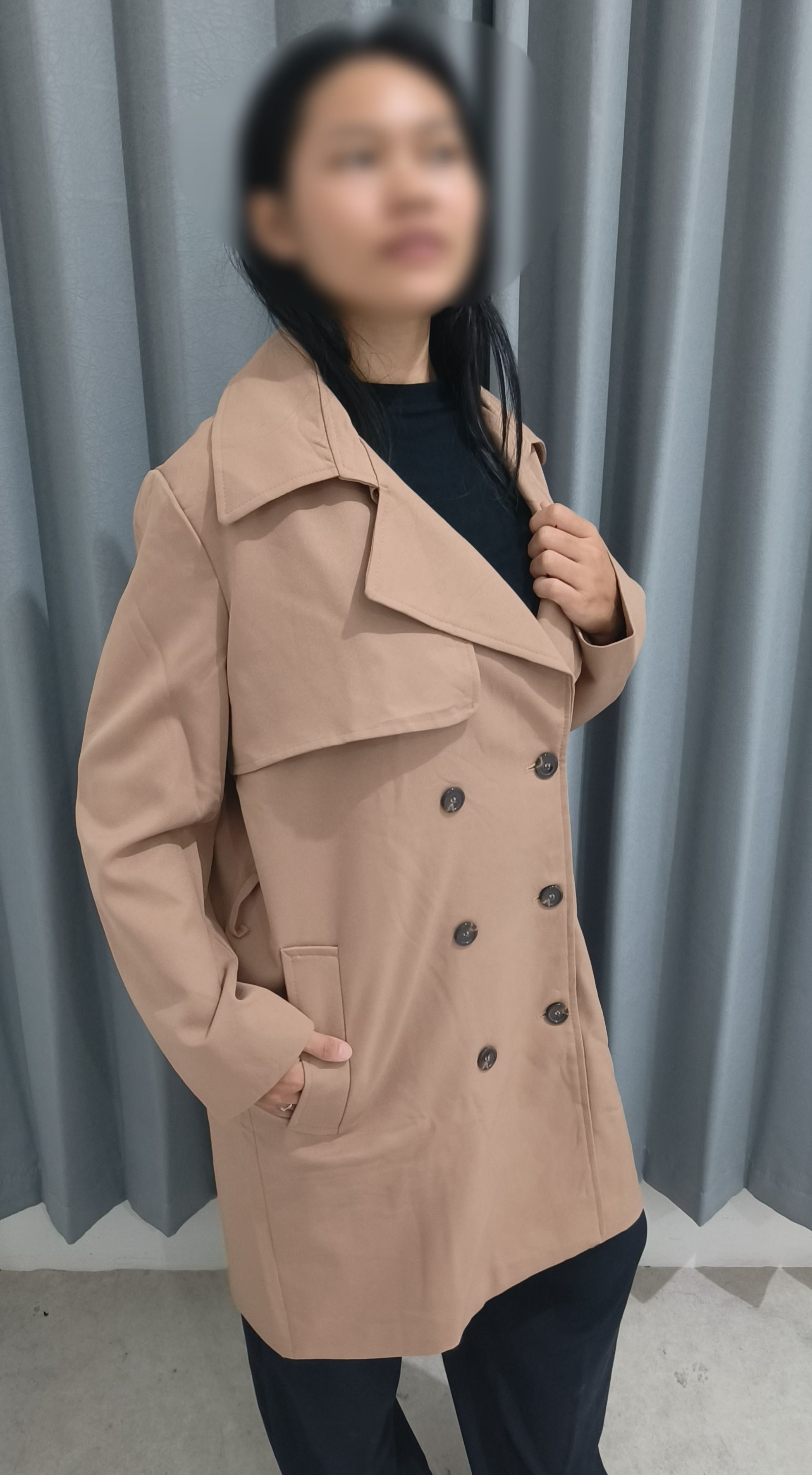 Other MAKMAKS Women's Brown Korean Trench Coat / Spy Coat Size L / US 10 / IT 46 - 7 Thumbnail