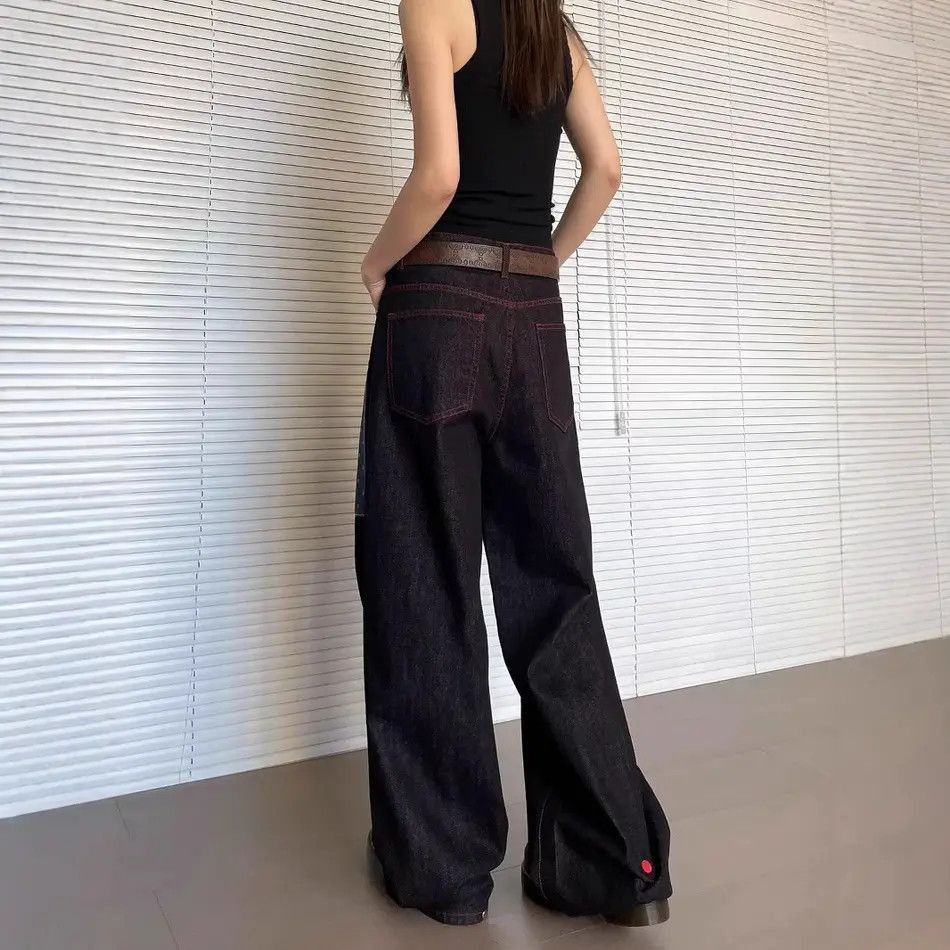 Japanese Brand Retro loose wide leg patchwork jeans Size US 32 / EU 48 - 4 Thumbnail