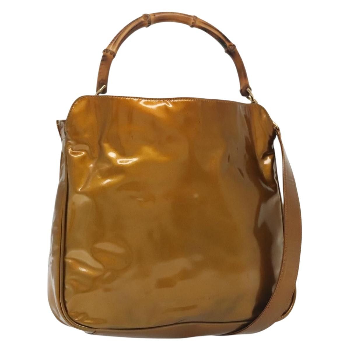 Gucci GUCCI Bamboo Hand Bag Patent Leather Gold 001 1705 001 1705 Size ONE SIZE - 1 Thumbnail