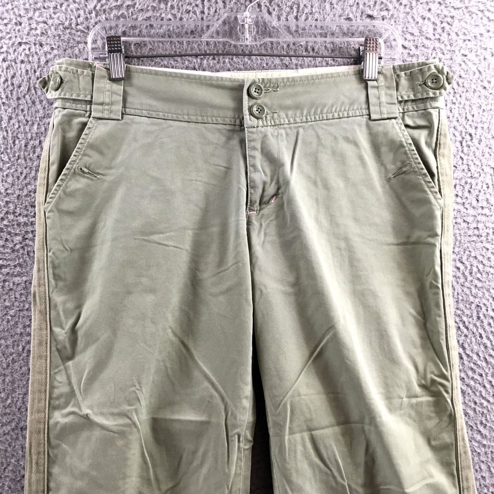 American Eagle Outfitters American Eagle Outfitters Crop Pants Womens 10 Green Stretch Zip Fly Casual Size 32" / US 10 / IT 46 - 2 Thumbnail