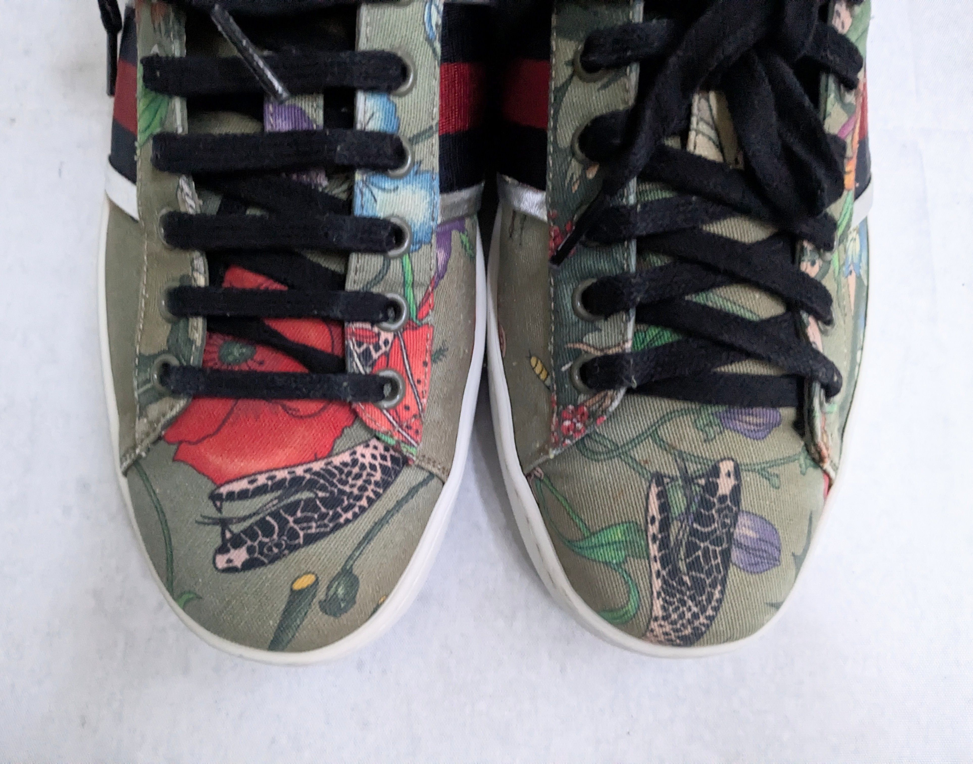 Gucci Gucci Ace Sneakers Green Floral Snake 8.5 Low Tops Size US 8.5 / EU 41-42 - 2 Thumbnail