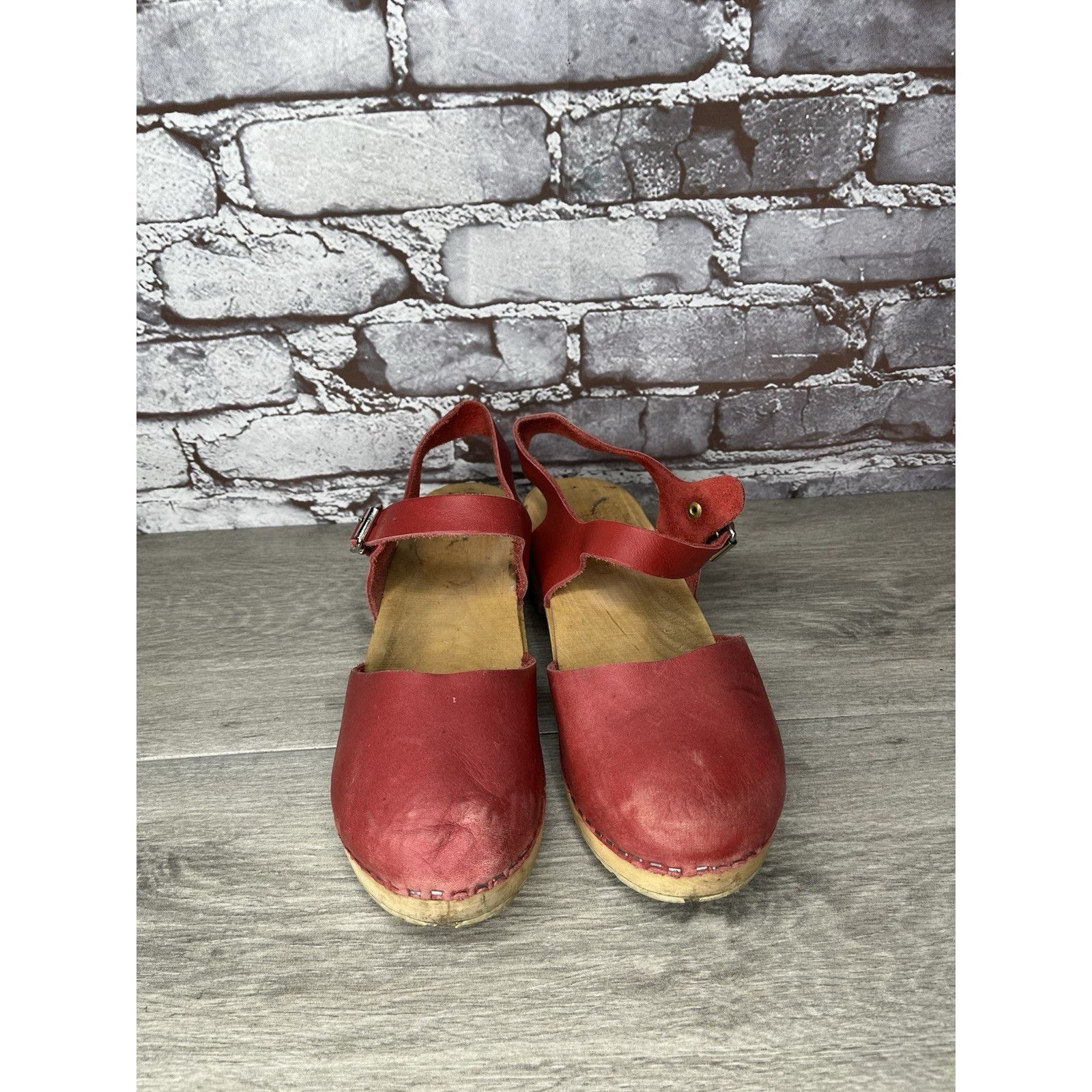Warren Lotas Lotta's Stockholm T-bar Highwood Red Leather Clogs Nubuck Wo Size US 10.5 / IT 40.5 - 5 Thumbnail
