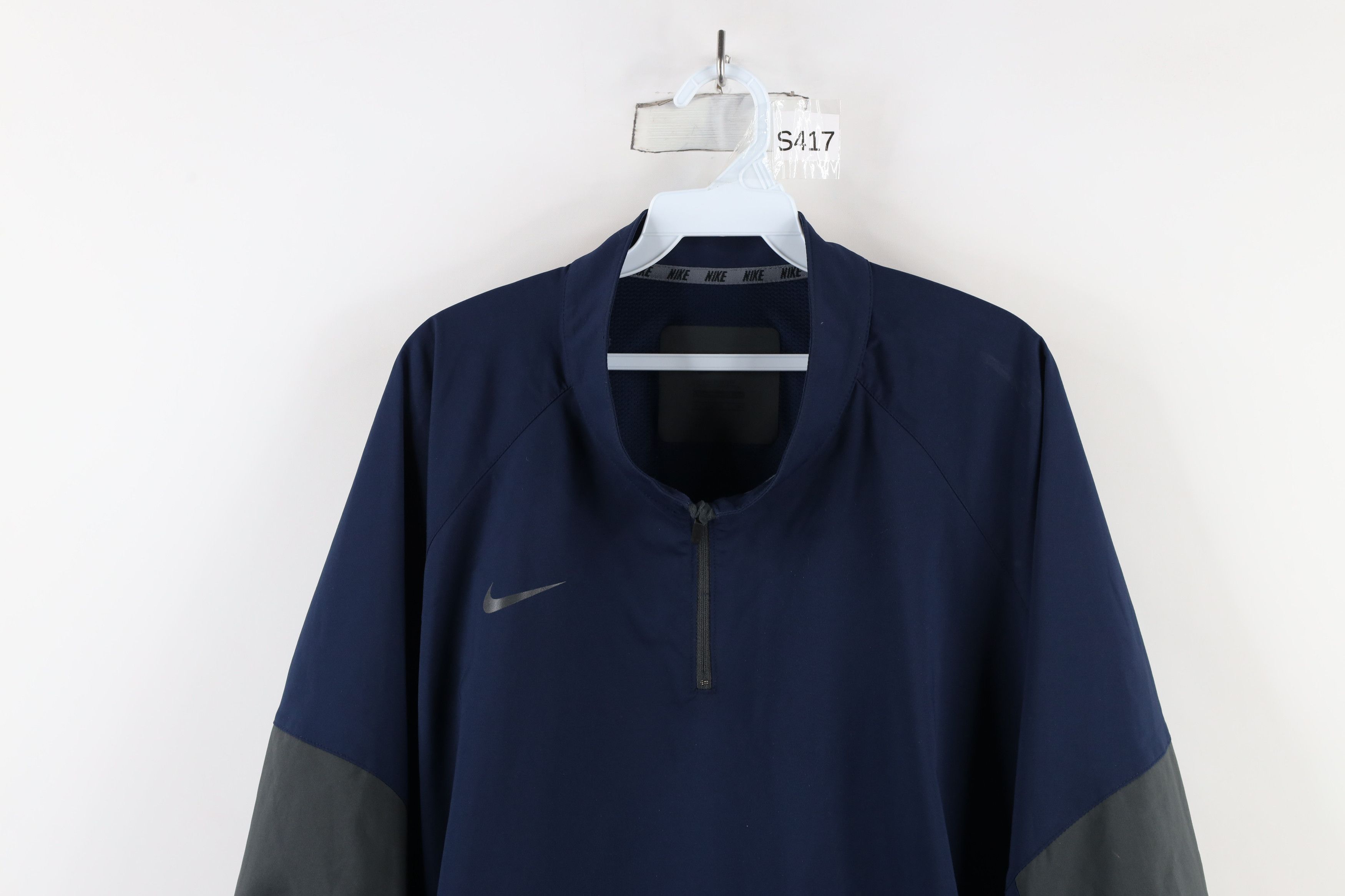 Nike × Vintage Nike Block Swoosh Half Zip Pullover Jacket Navy Blue Size US XXL / EU 58 / 5 - 2 Thumbnail