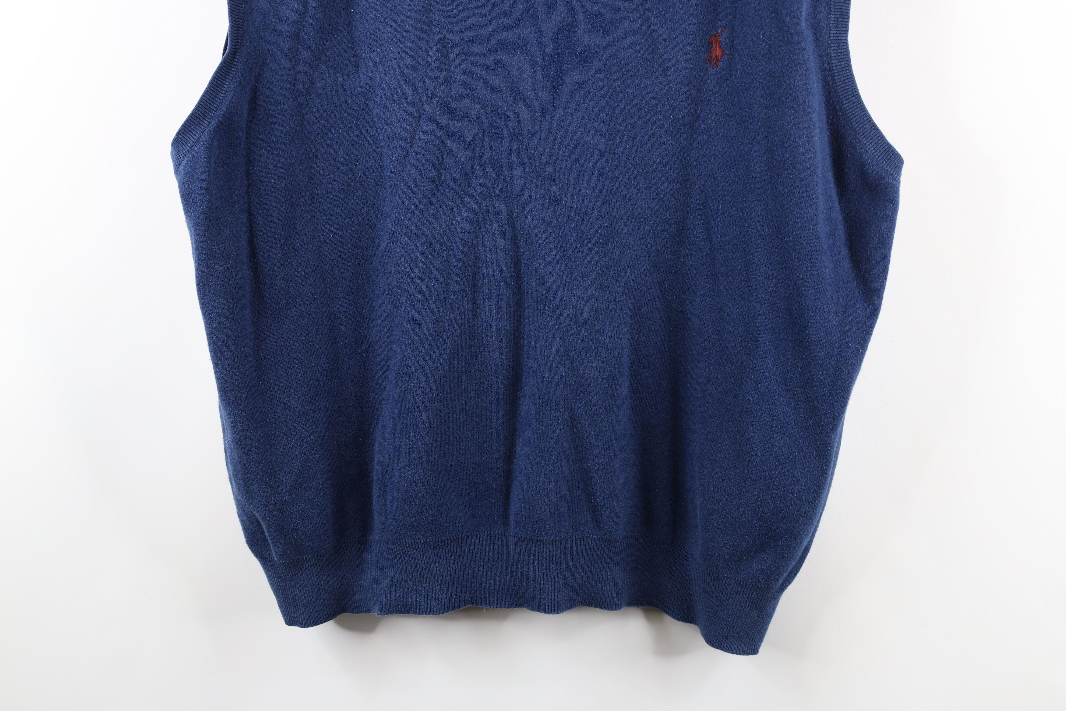 Ralph Lauren Vintage 90s Ralph Lauren Pima Cotton Knit Sweater Vest Blue Size US XXL / EU 58 / 5 - 3 Thumbnail