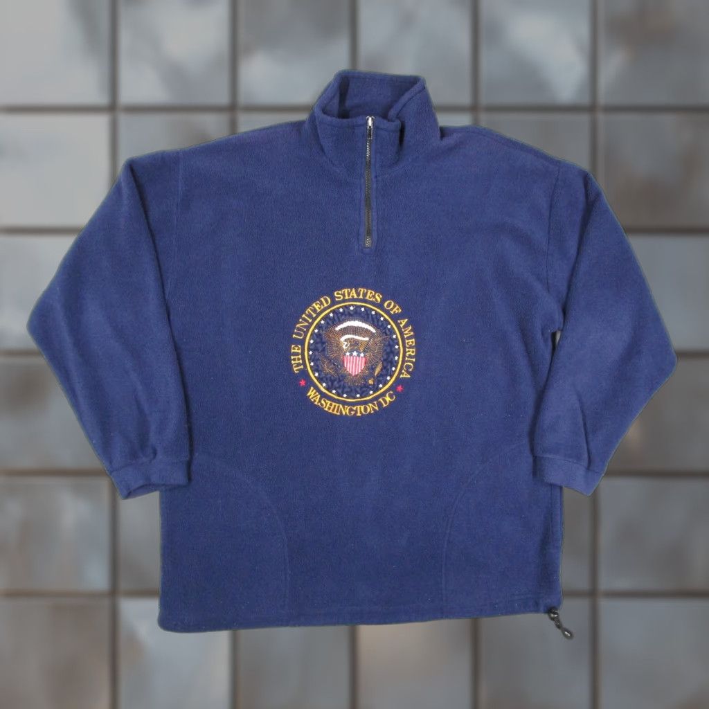 Vintage VINTAGE United States of America Pullover Mens XL Navy 1/4 Zip Fleece 90s Made in USA Shirt Size US XL / EU 56 / 4 - 1 Thumbnail