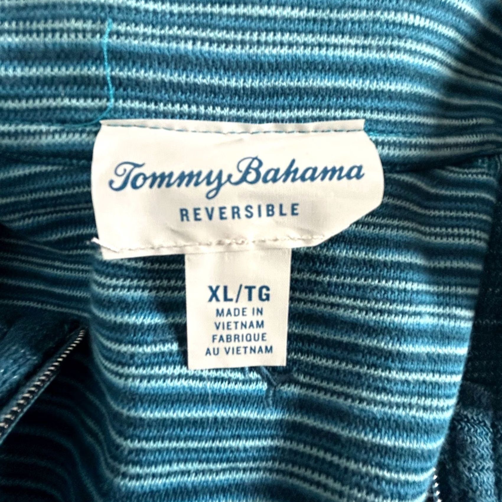 Tommy Bahama Tommy Bahama Mens Reversible 1/4 Zip Pullover Sweater XL Blue Stripe Cotton NWOT Size US XL / EU 56 / 4 - 3 Thumbnail