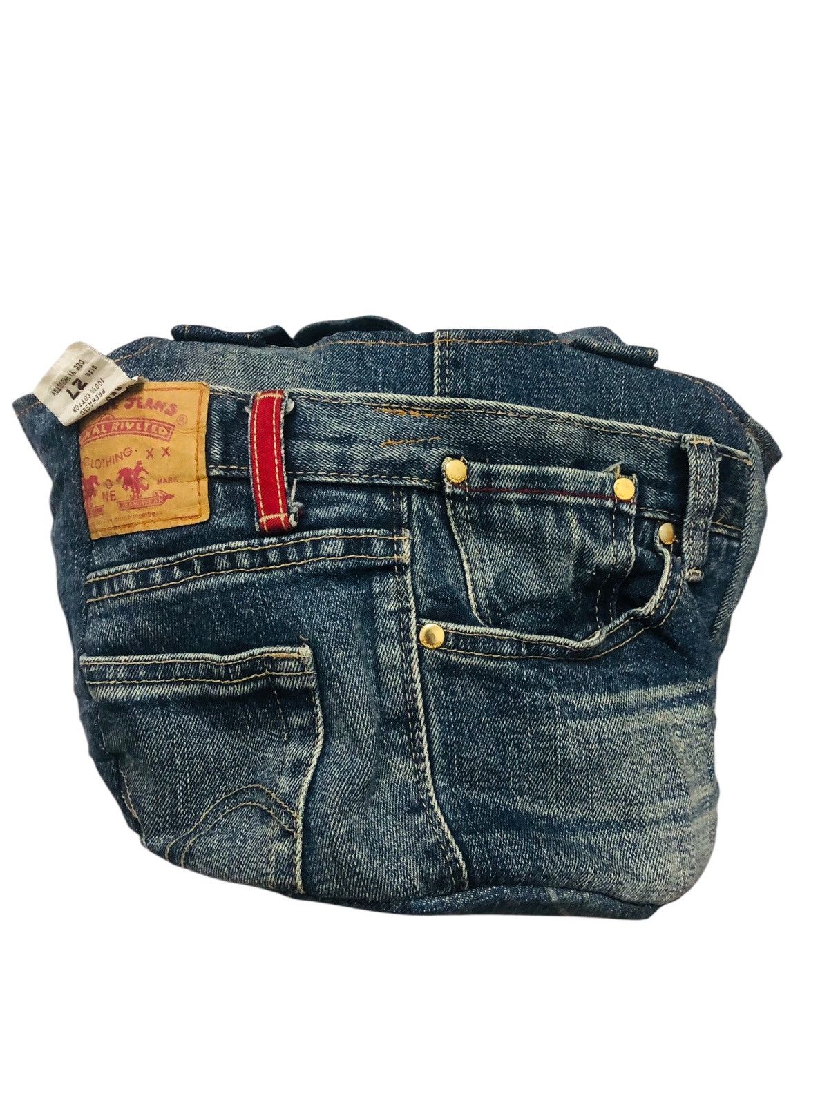 Japanese Brand Some one Red flag denim jeans tote bag Size ONE SIZE - 3 Thumbnail