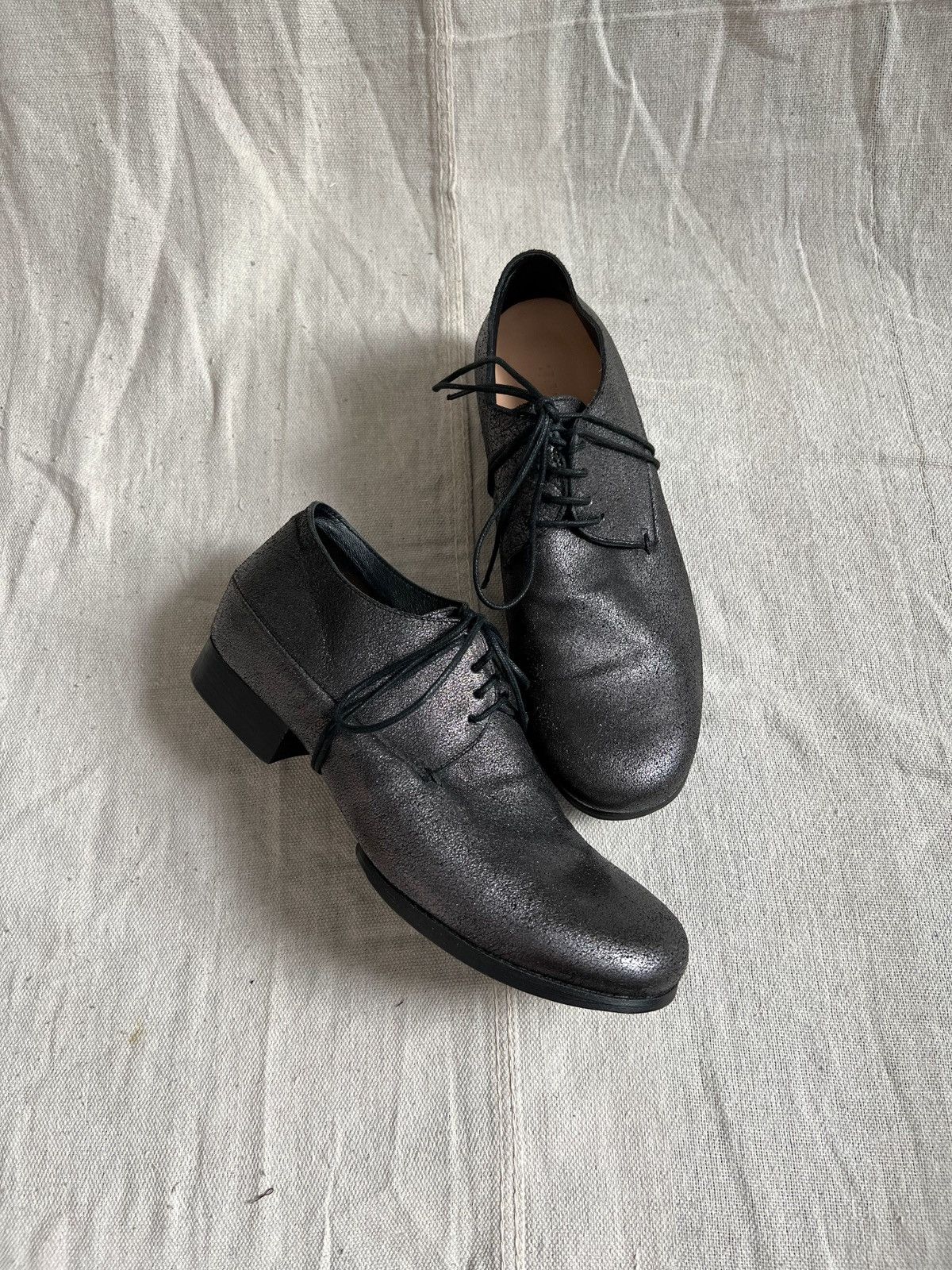 image of Barny Nakhle Blistered Leather Derby Shoes in Black, Women's (Size 9)