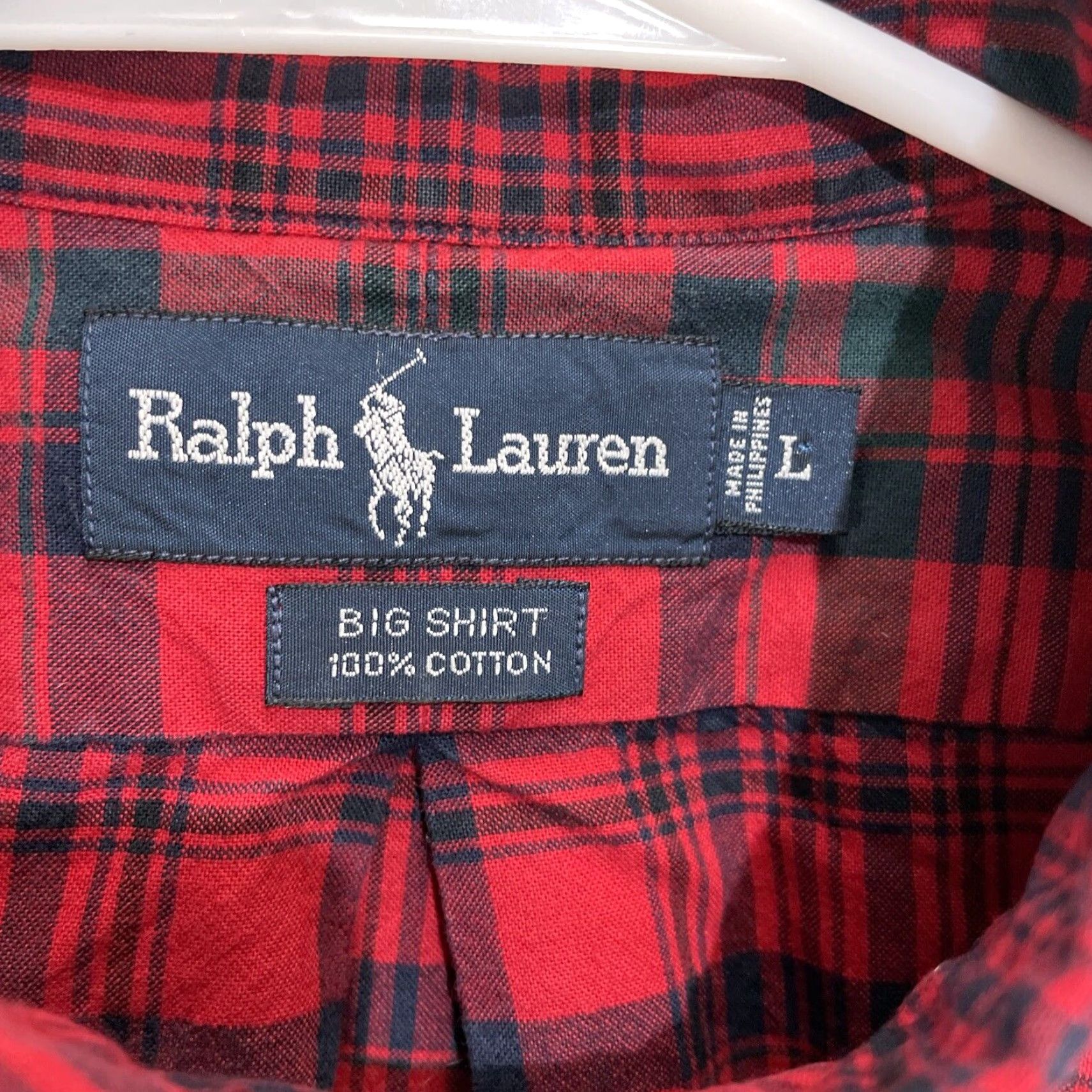 Ralph Lauren Ralph Lauren Button-Up Shirt Mens Large Red Blue Plaid Cotton Classic Fit Button-Front Casual, All Seasons, Logo, Button-Down, Long Sleeve Size US L / EU 52-54 / 3 - 2 Thumbnail
