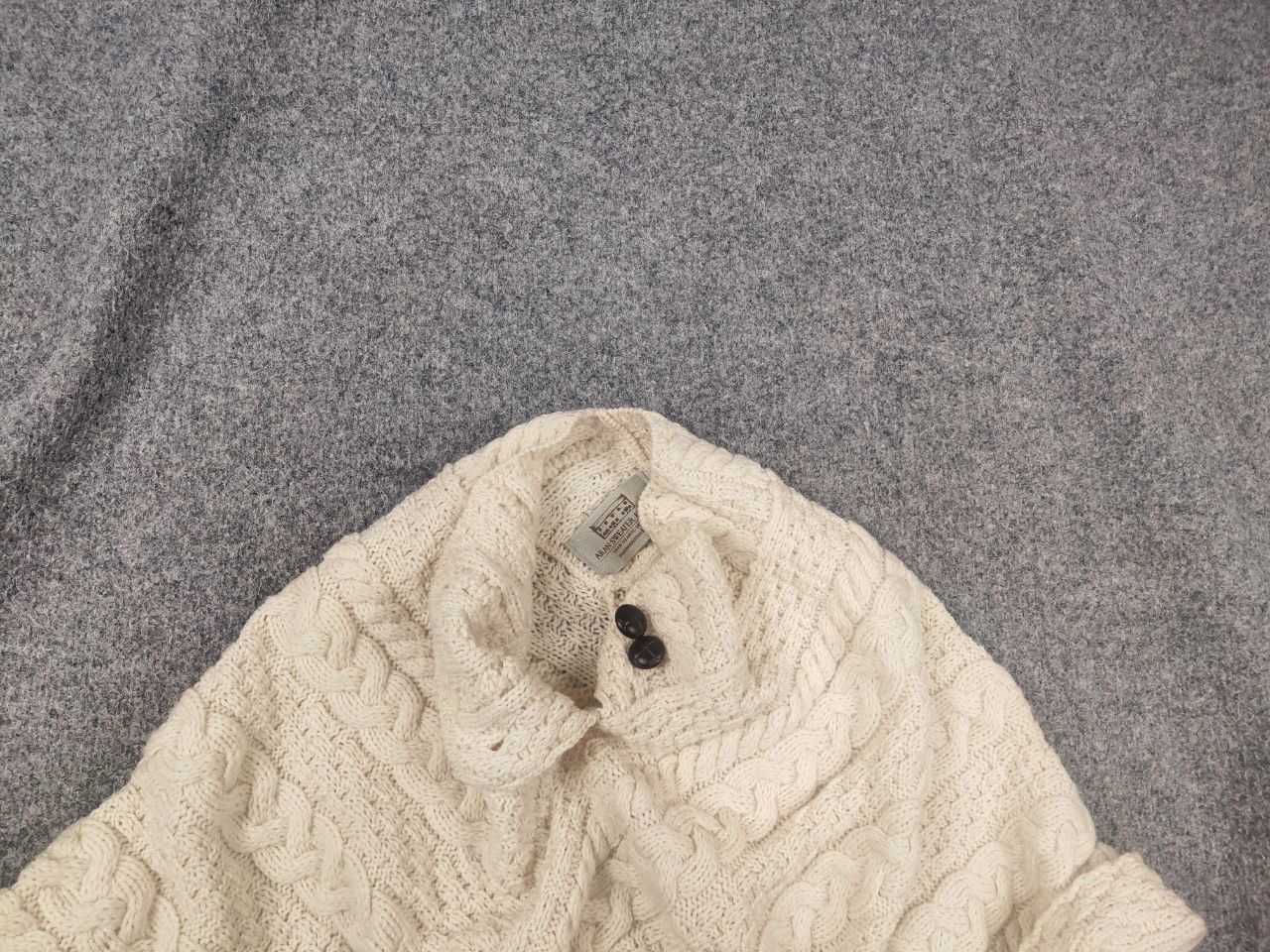 Aran Sweater Market Aran Sweater Market Irish Wool Cable Knit Poncho Vintage Size ONE SIZE - 2 Thumbnail