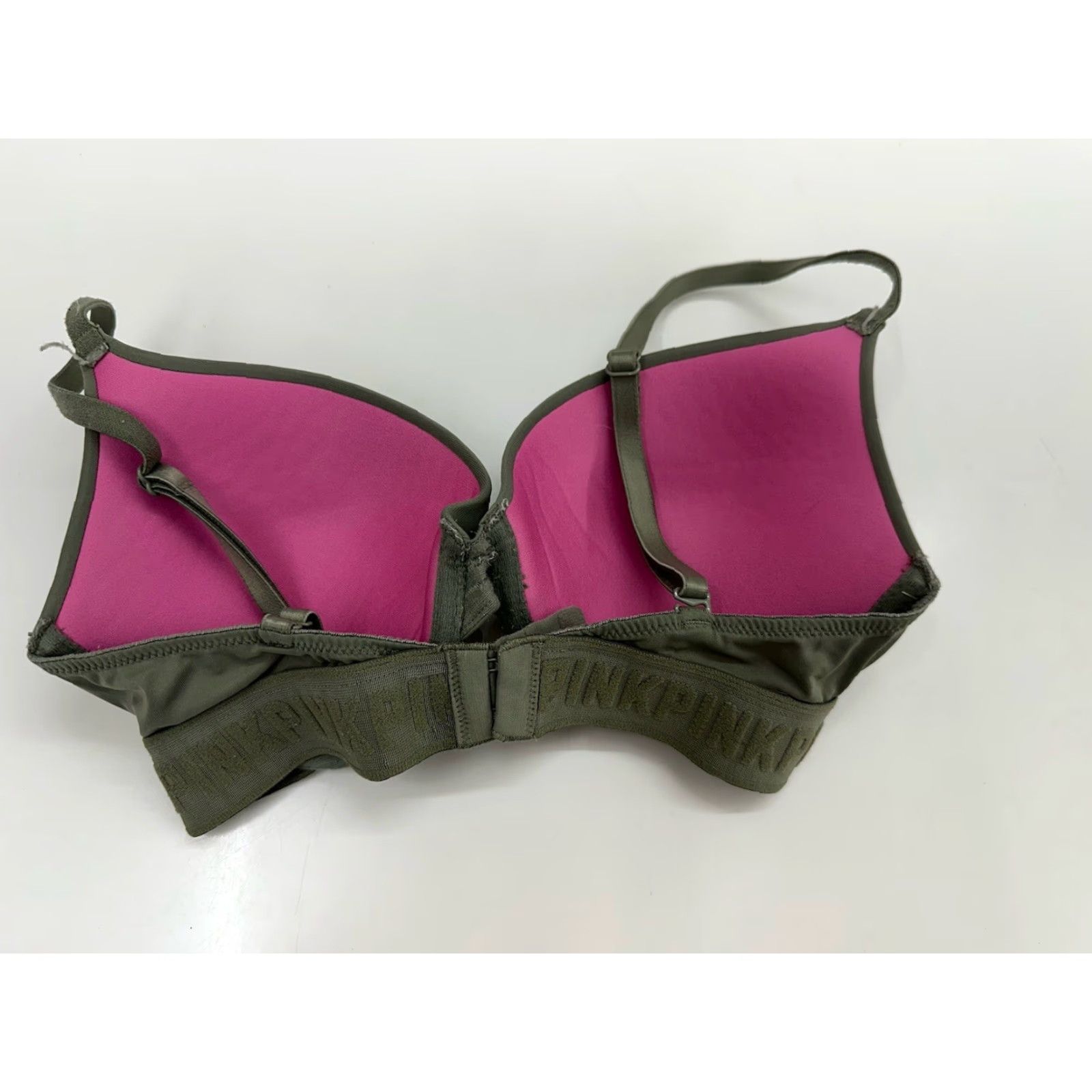 Pinko PINK Bra 32D Womens Wear Everywhere Push Up Green Logo Band Adjustable Size ONE SIZE - 6 Thumbnail