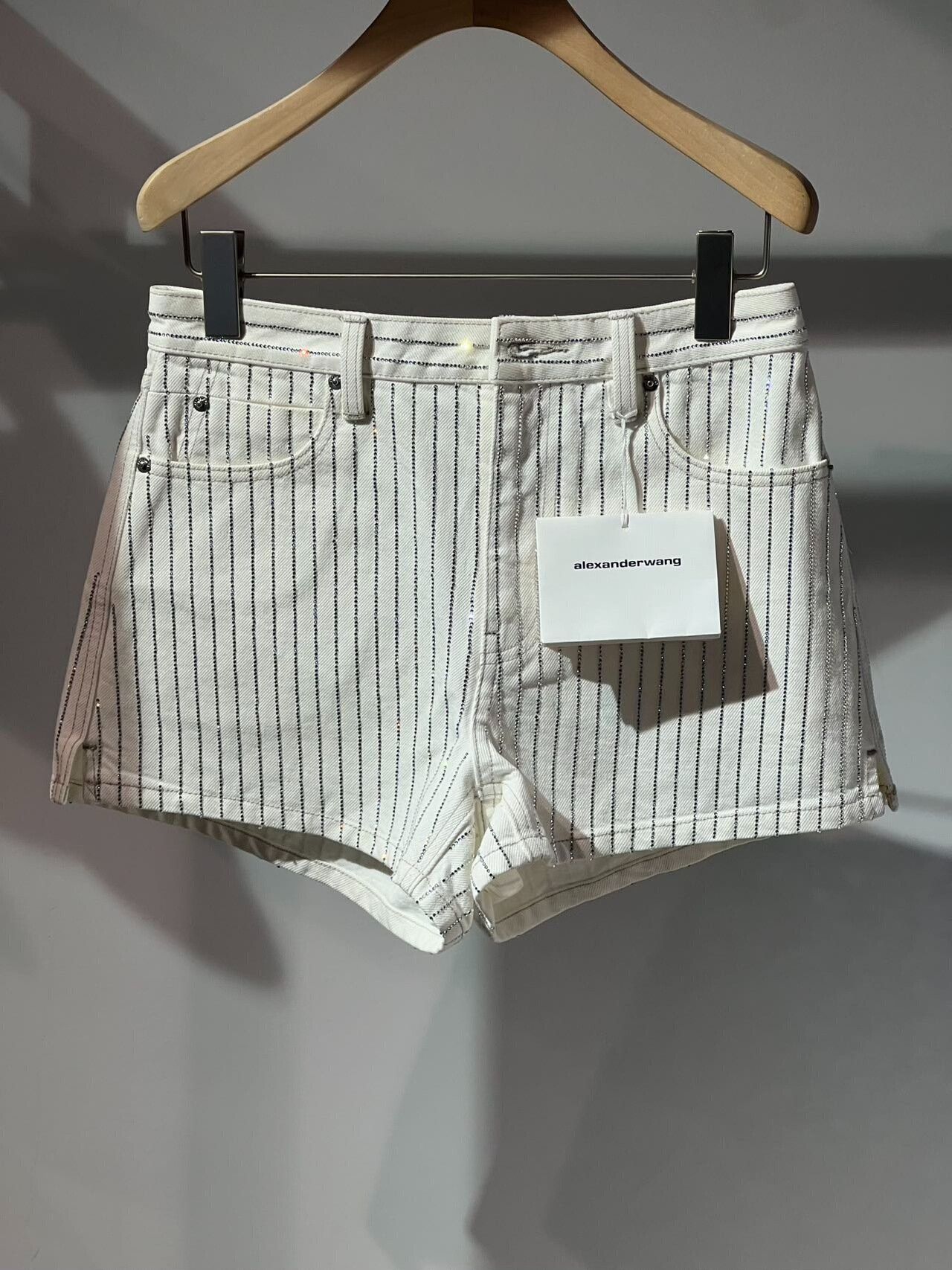 Alexander Wang Alexander Wang Crystal Stripe Denim Shorts Size 25" / US 0 / IT 36 - 1 Thumbnail