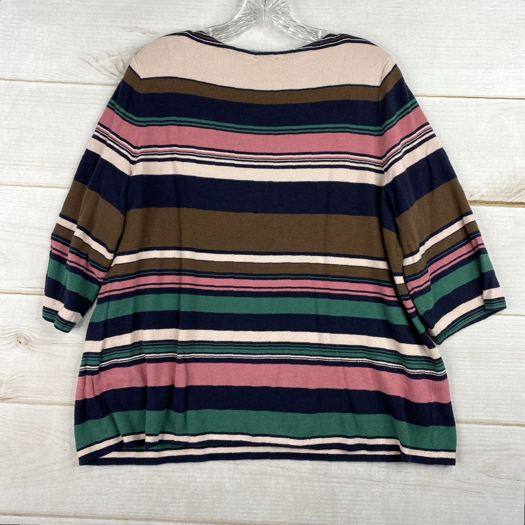 J. Jill J. Jill Pullover Sweater Womens XL Petite Cotton Blend Colorful Stripes 3/4 Slv Size XL / US 12-14 / IT 48-50 - 7 Thumbnail