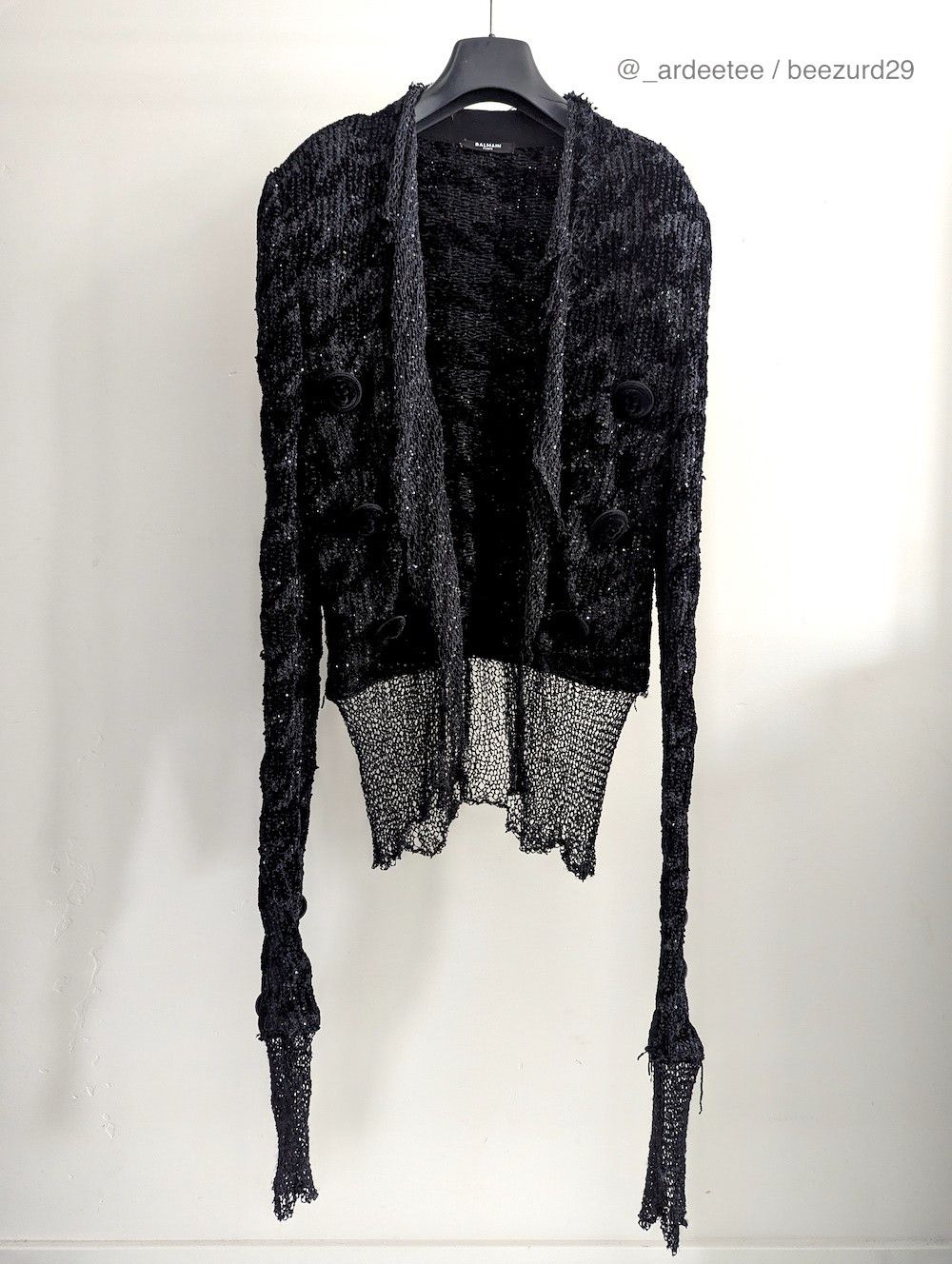 Balmain *NEW* $3500 SPENCER SEQUIN JACQUARD KNIT JACKET Size XS / US 0-2 / IT 36-38 - 1 Thumbnail