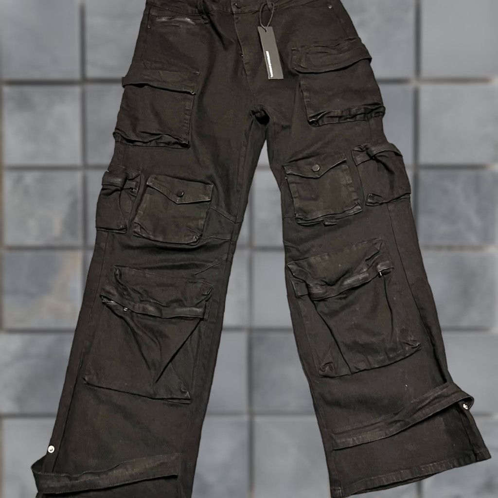 Vintage Rockstar Denim Men Cargo Jeans Black 38 x34.5 Baggy Regular Inseam 34 RSM Mahesh Size US 38 / EU 54 - 1 Thumbnail