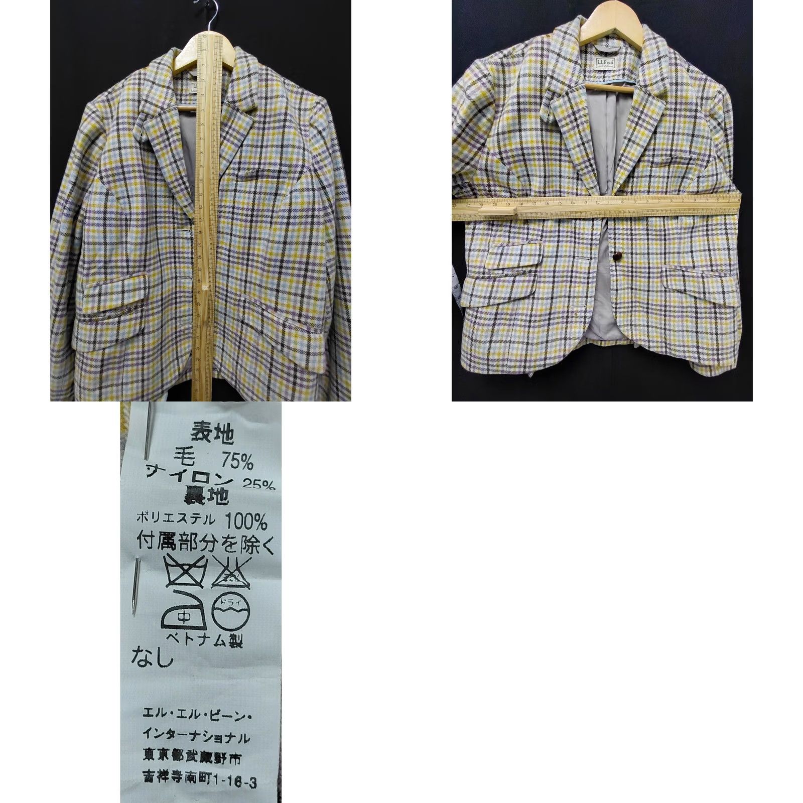 Vintage L.L. Bean Blazer Jacket Women M Plaid Wool Blend Long Sleeve Collared Button Business Casual Fall Winter Size M / US 6-8 / IT 42-44 - 8 Thumbnail