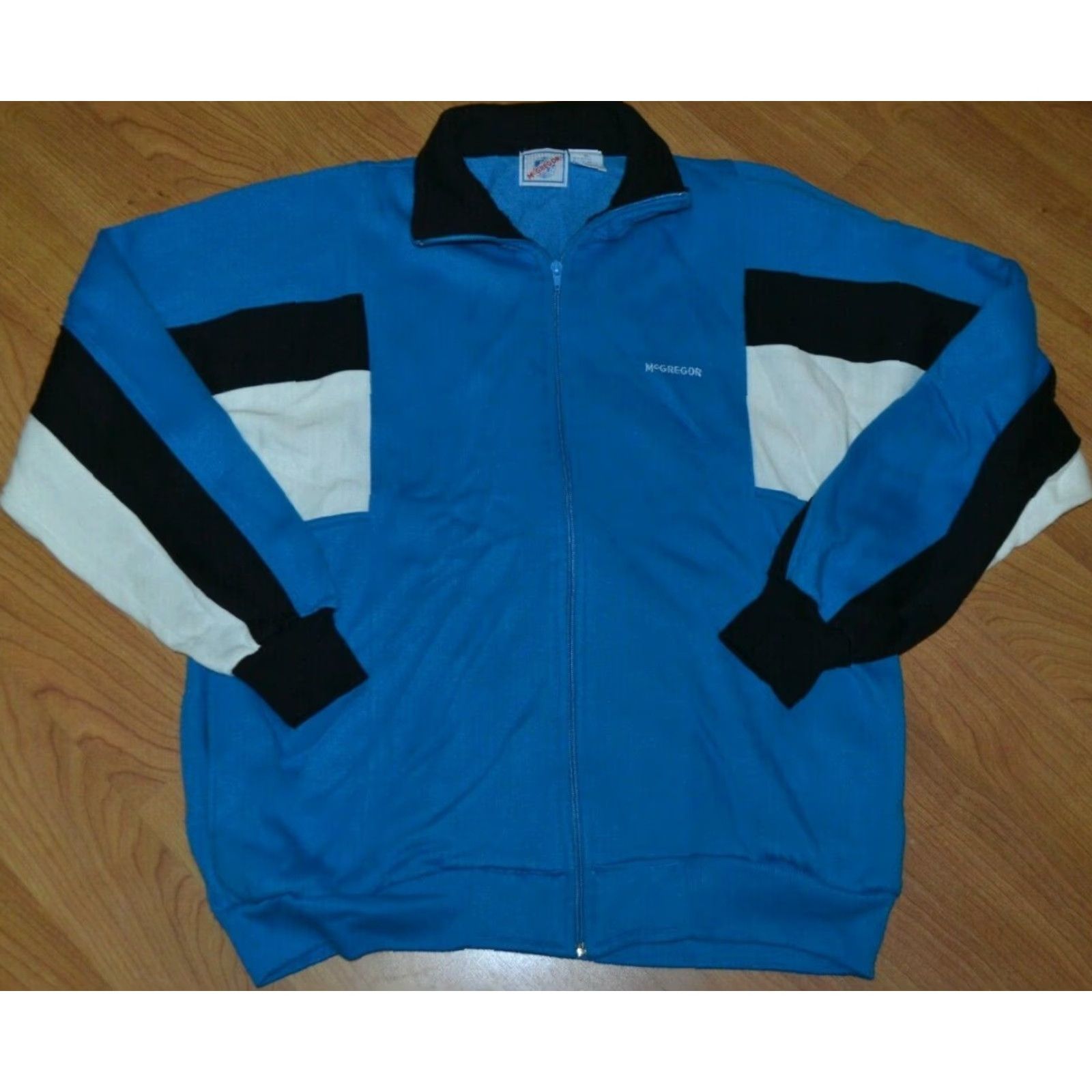 McGregor VINTAGE McGregor Track Jacket XL Blue White Black FIRE Hip Hop Shirt Men Size US XL / EU 56 / 4 - 2 Thumbnail