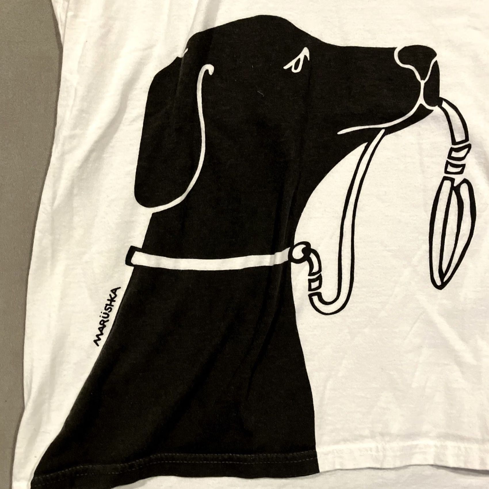 Vintage Marushka T-Shirt Women Short Sleeve Graphic Round Neck Medium White Beautiful Black Labrador Tunic M Size M / US 6-8 / IT 42-44 - 2 Thumbnail