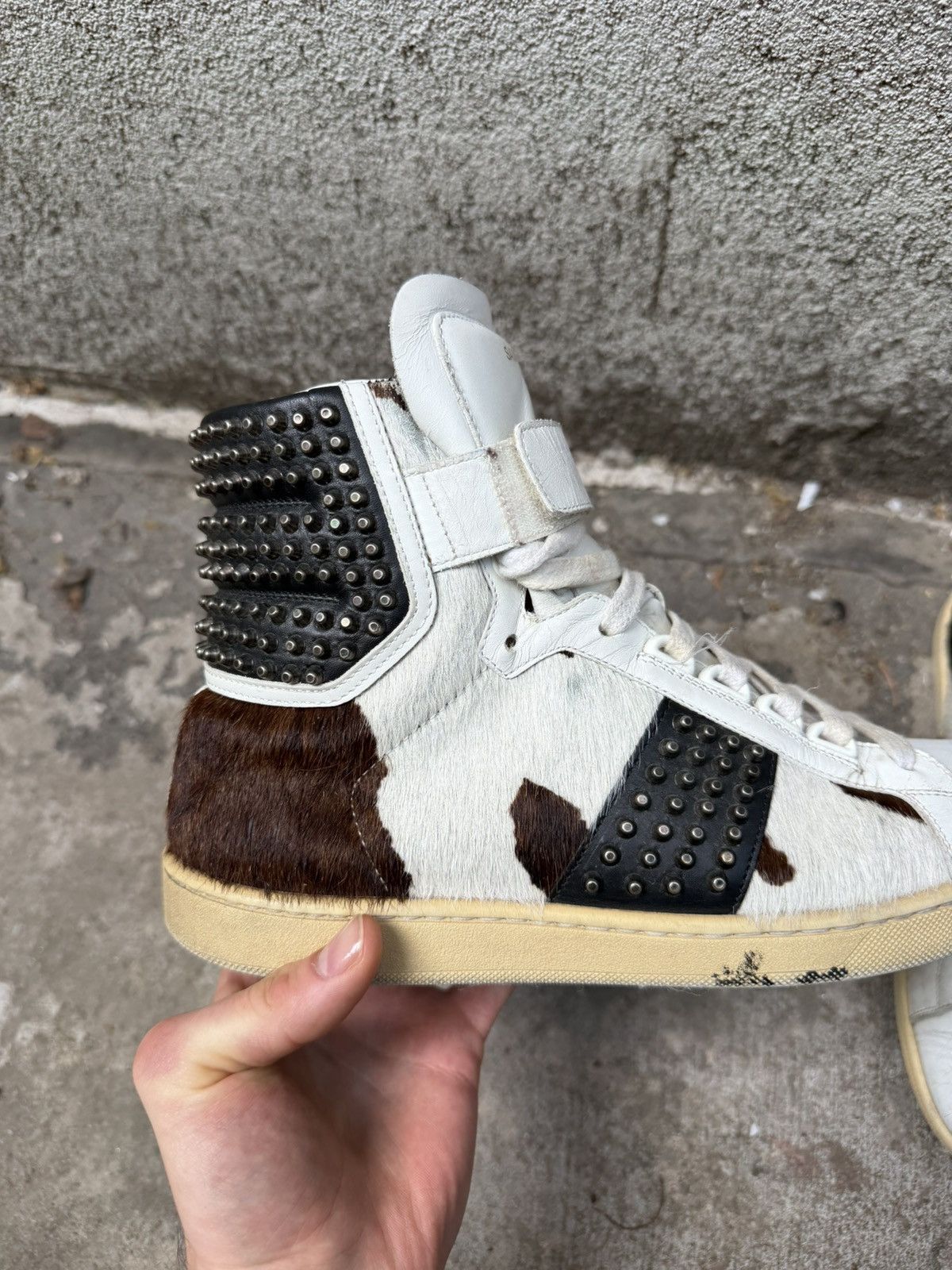 Saint Laurent Paris Saint Laurent FW14 Studded Calf Hair SL/14H high top sneaker Size US 7 / EU 40 - 8 Thumbnail
