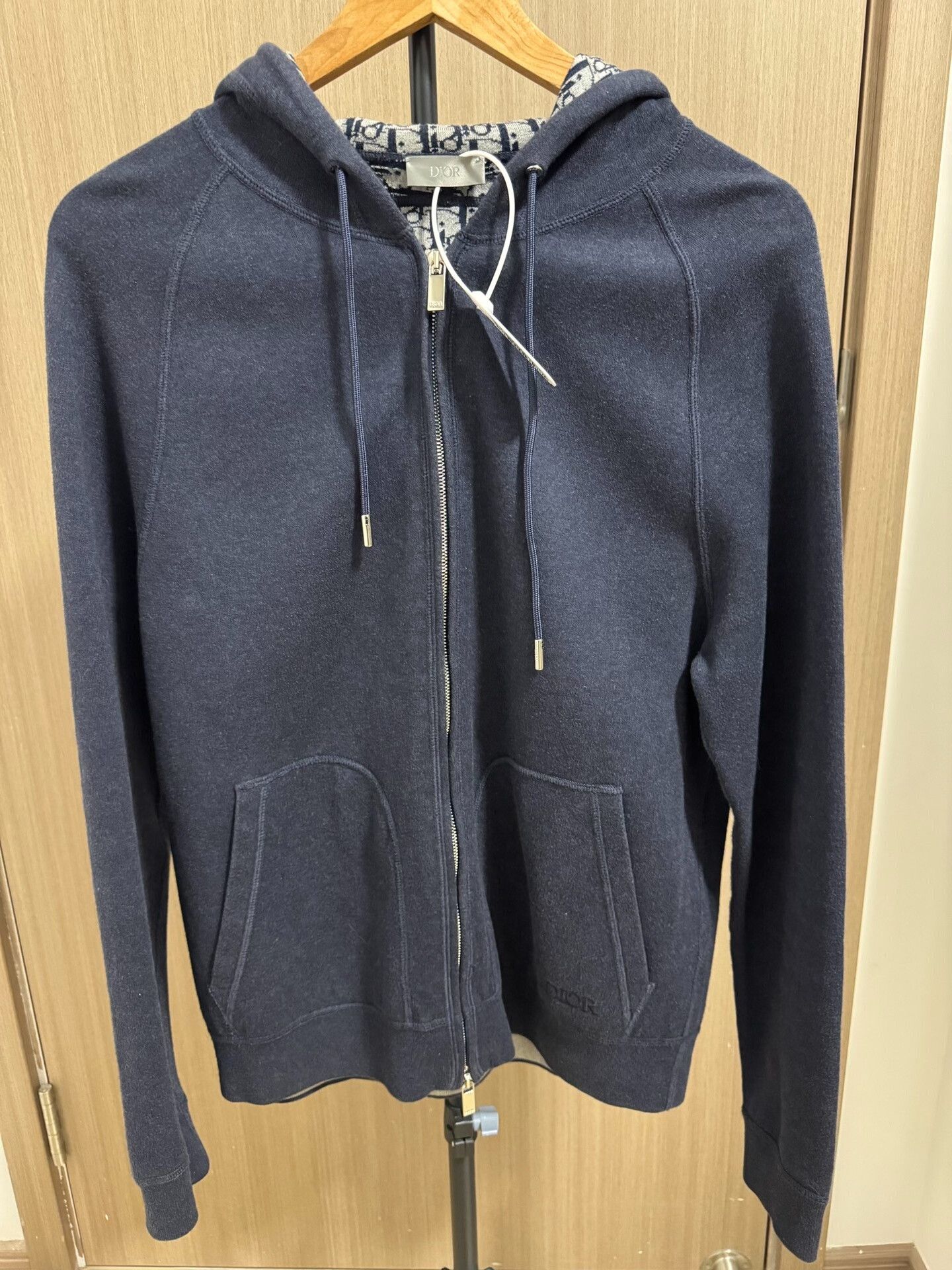 Dior DIOR Logo Wool Sweatshirt Jacket in Navy Size US M / EU 48-50 / 2 - 1 Thumbnail