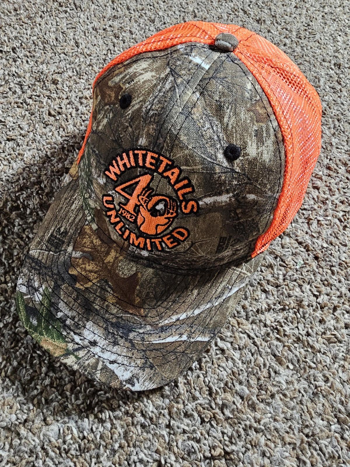 Designer Orange Camo Whitetails Unlimited 40th Hook Loop Hat Size ONE SIZE - 1 Thumbnail