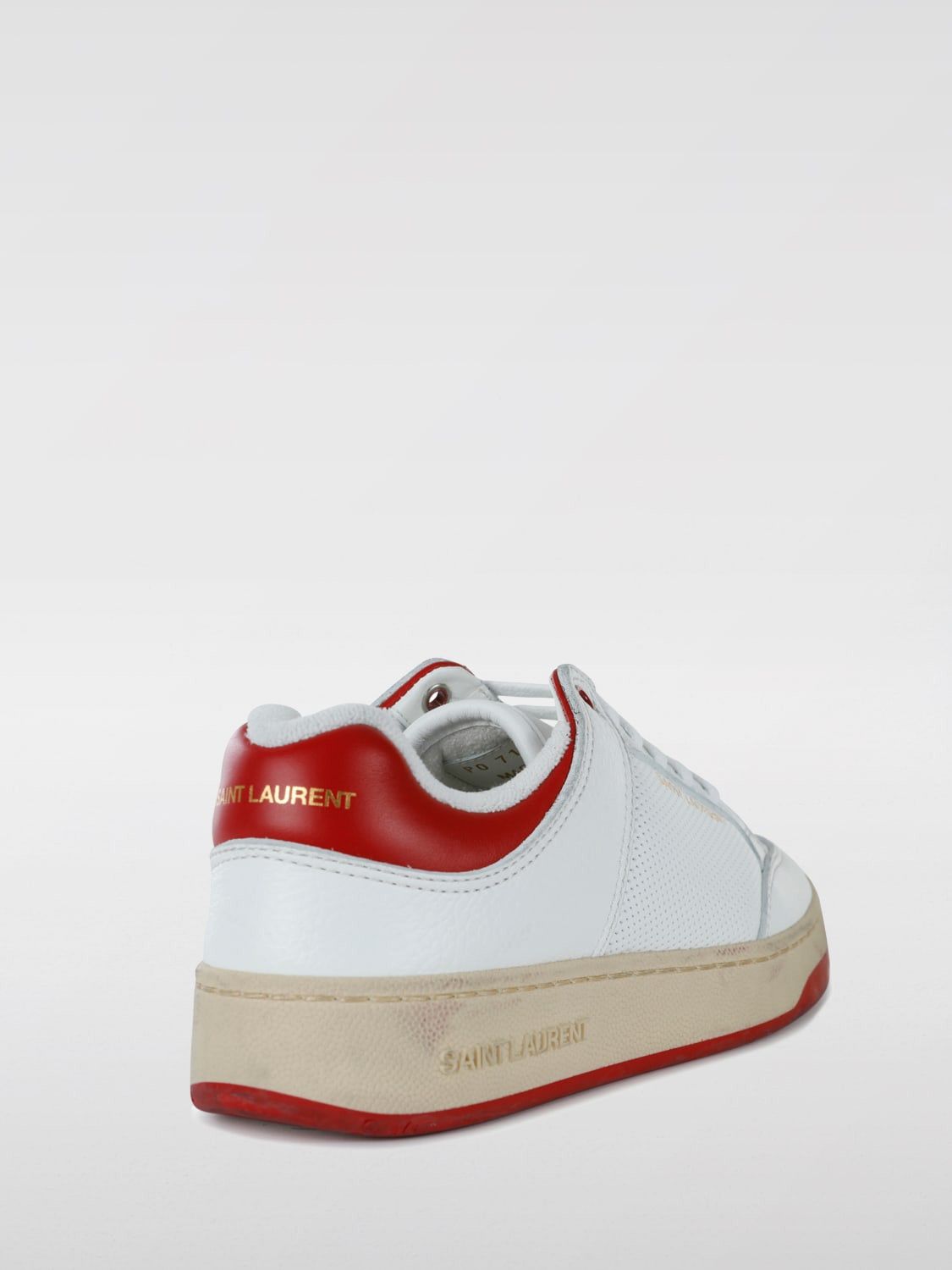 Saint Laurent Paris oc11z1125 SL/61 Sneakers in Grained Leather in White & Red Size US 9 / IT 39 - 3 Thumbnail