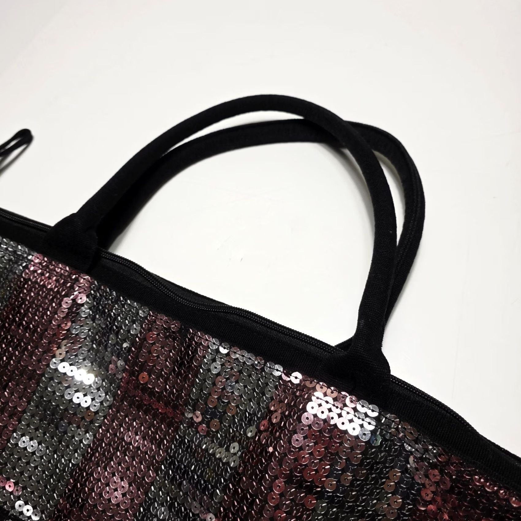 Victoria's Secret Victoria's Secret Tote Large Zip Shoulder Bag Sequin Striped Pink Weekender Bag Beach Classic Love Womens Size ONE SIZE - 4 Thumbnail