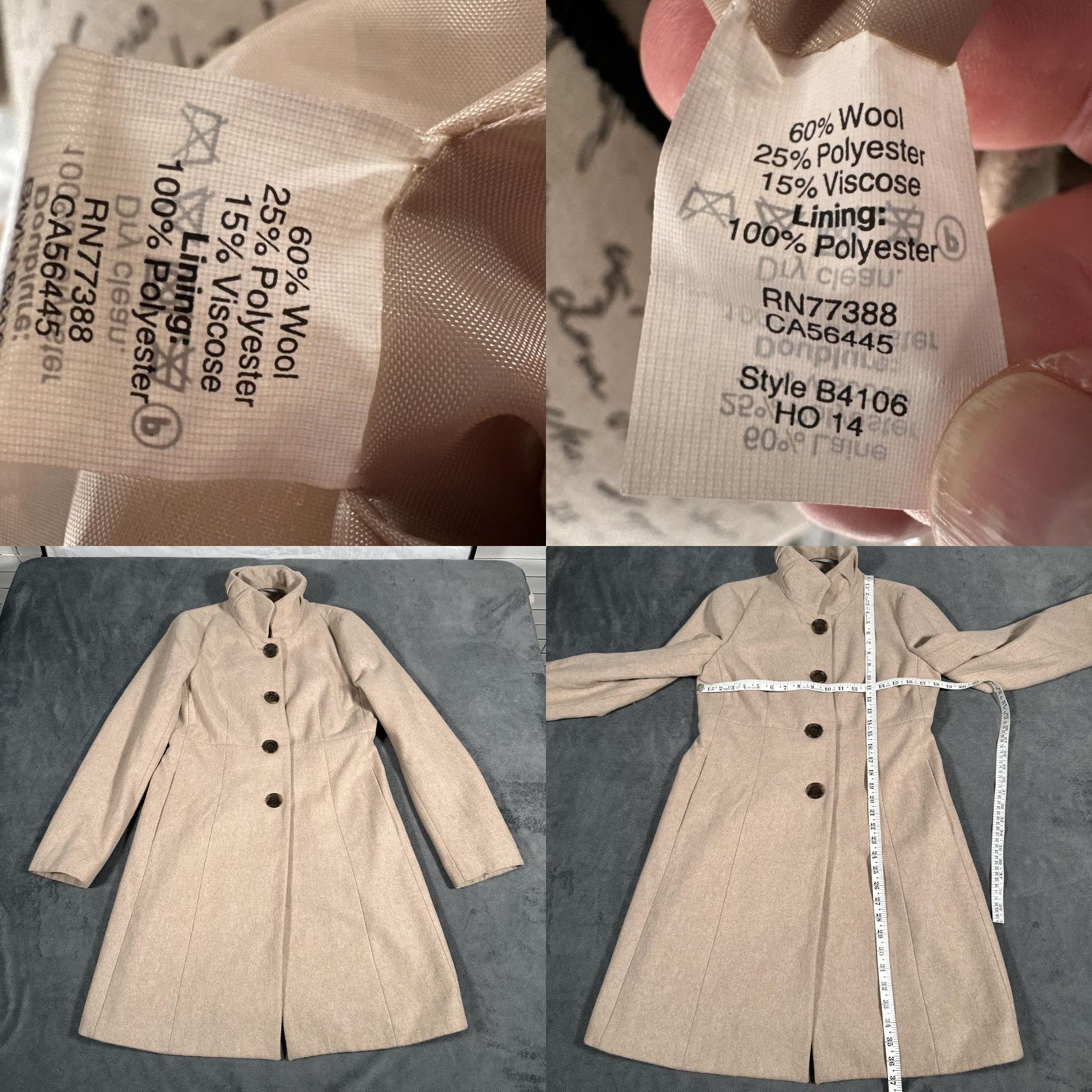 J.Crew J Crew Uptown Dress Coat Womens 8 Beige Wool Blend Funnel Neck Overcoat Warm Size M / US 6-8 / IT 42-44 - 8 Thumbnail