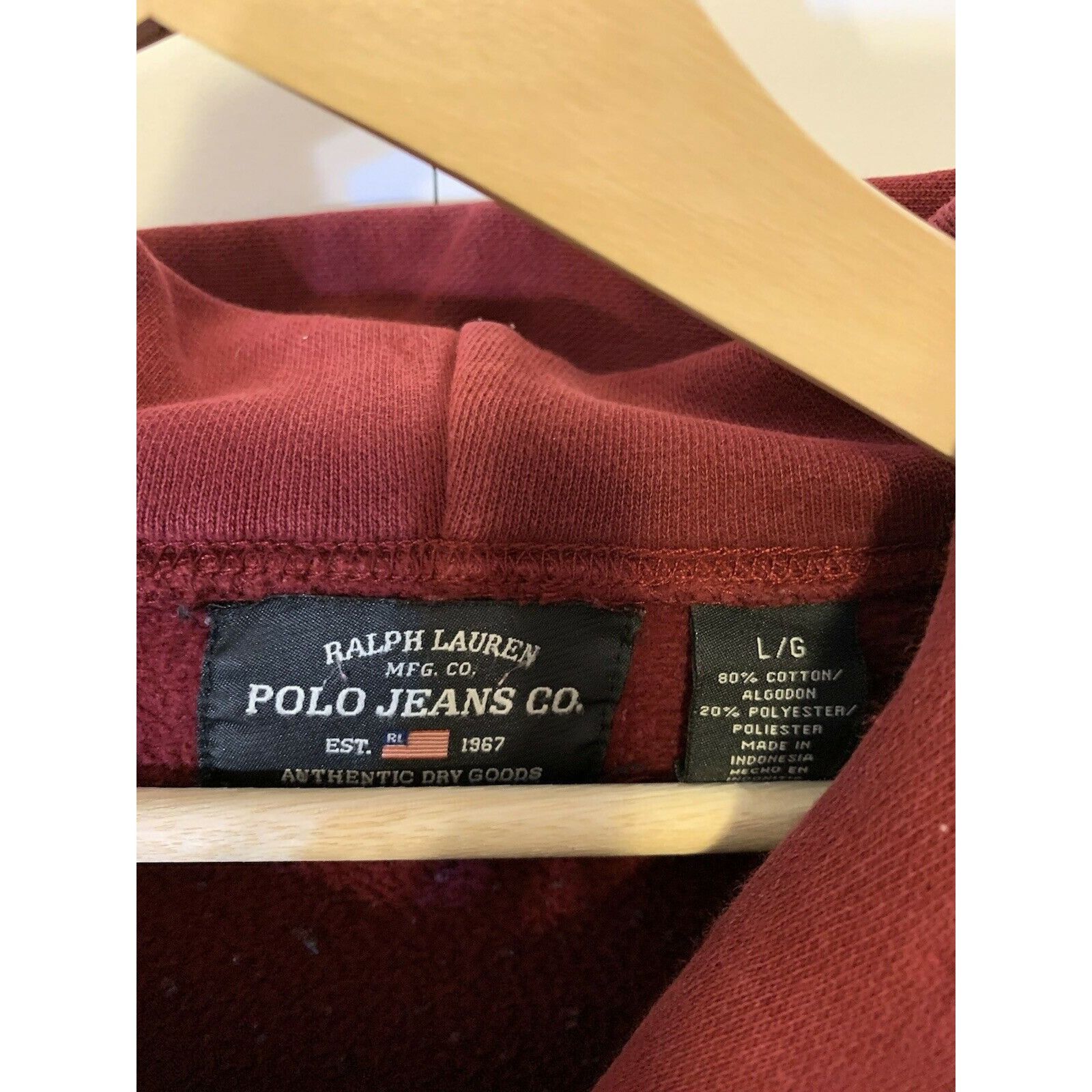 Ralph Lauren Vintage Polo Jeans Co Hoodie Ralph Lauren applique Sz L pock Size US L / EU 52-54 / 3 - 2 Thumbnail