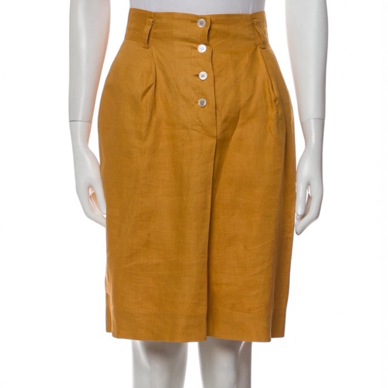 Dior Christian Dior Vintage early 80’s Mustard Yellow Linen Skirt Size 28" / US 6 / IT 42 - 1 Thumbnail