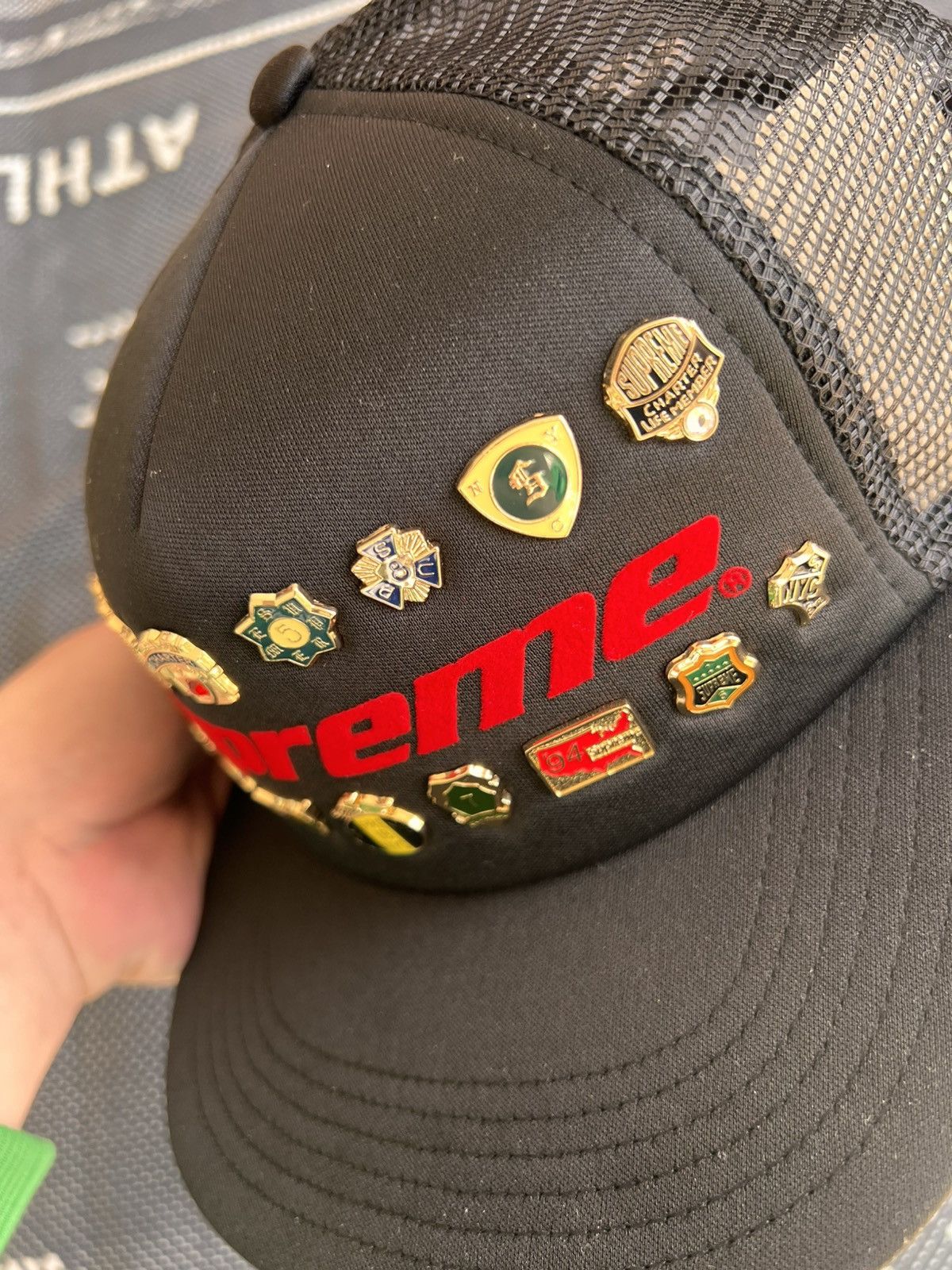Supreme Supreme Pins Mesh Back 5 Panel Black cap hat snapback enamel Size ONE SIZE - 15 Thumbnail