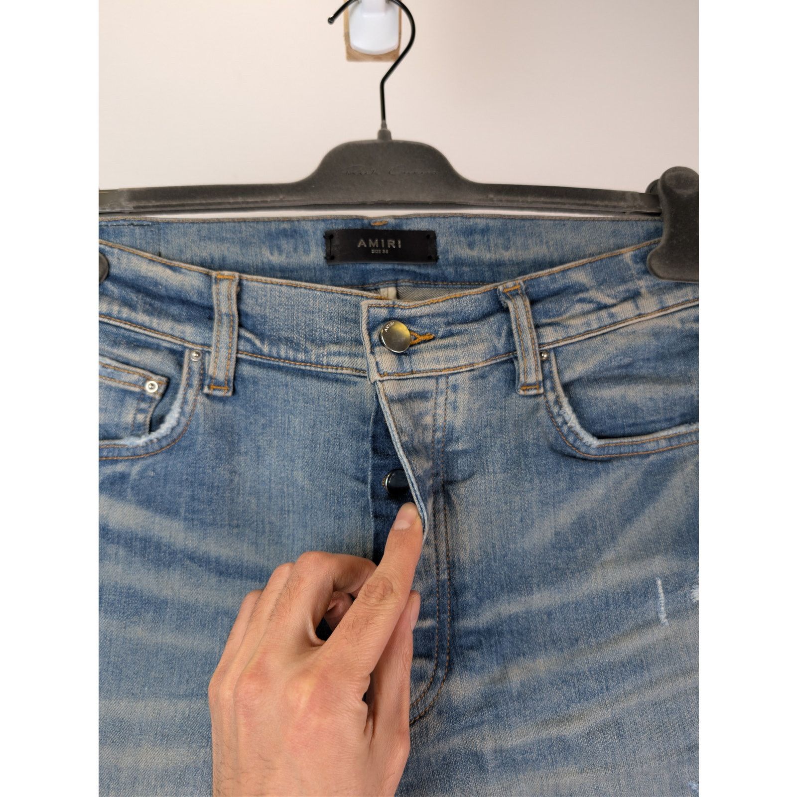 Amiri o1rshd1 Distressed Amiri Logo Jean Denim Jeans Size US 34 / EU 50 - 7 Thumbnail