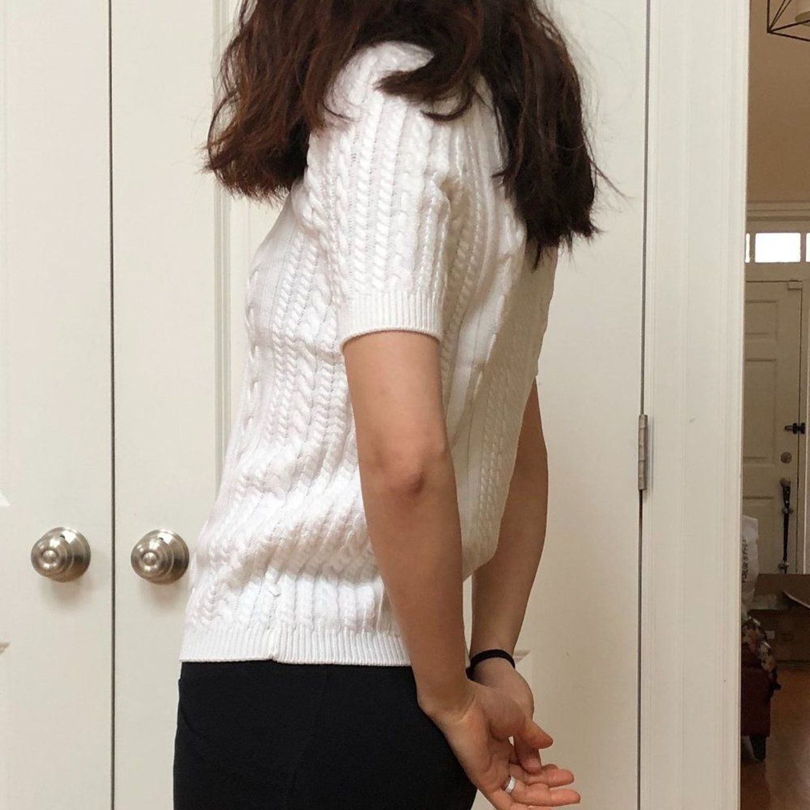 Magaschoni Short Sleeve Cable Knit Sweater from MAGASCHONI Size S / US 4 / IT 40 - 10 Thumbnail