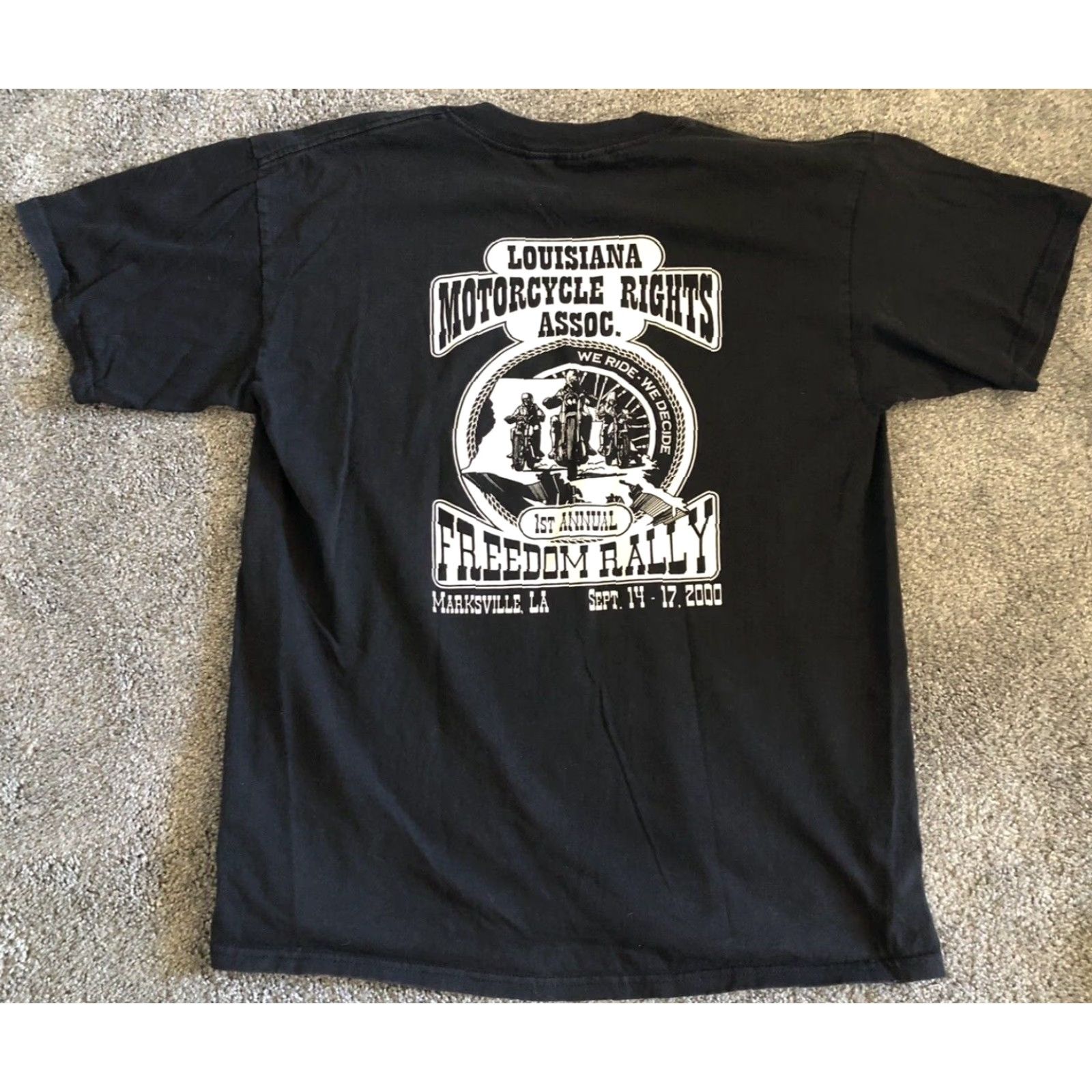 Gildan VINTAGE Louisiana Motorcycle Rights T-Shirt L Black Gildan Shirt Mens USA 2000s 90s Rally Motorbike Size US L / EU 52-54 / 3 - 4 Thumbnail