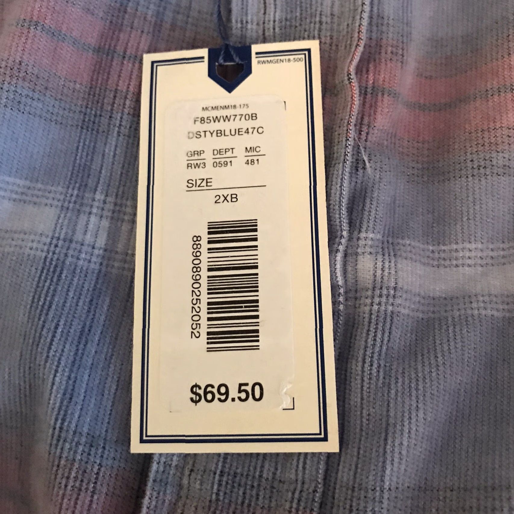 Vintage ROWM Shirt Mens Big 2X Long Sleeve Corduroy Dusty Blue Plaid Button-Up Casual Mens Size US XXL / EU 58 / 5 - 4 Thumbnail