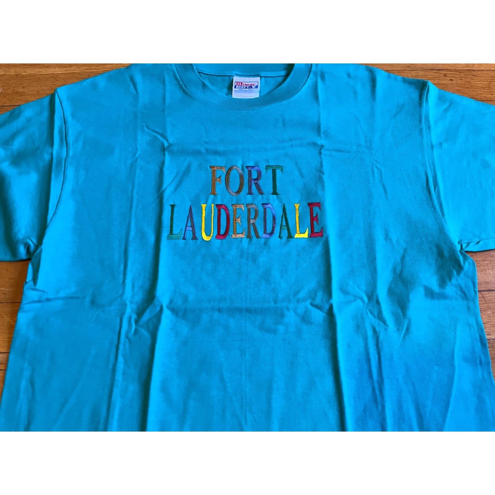 Hanes VINTAGE Hanes Fort Lauderdale Shirt Men’s L Blue Embroidered 90s Beach City Florida T-Shirt Size US L / EU 52-54 / 3 - 2 Thumbnail