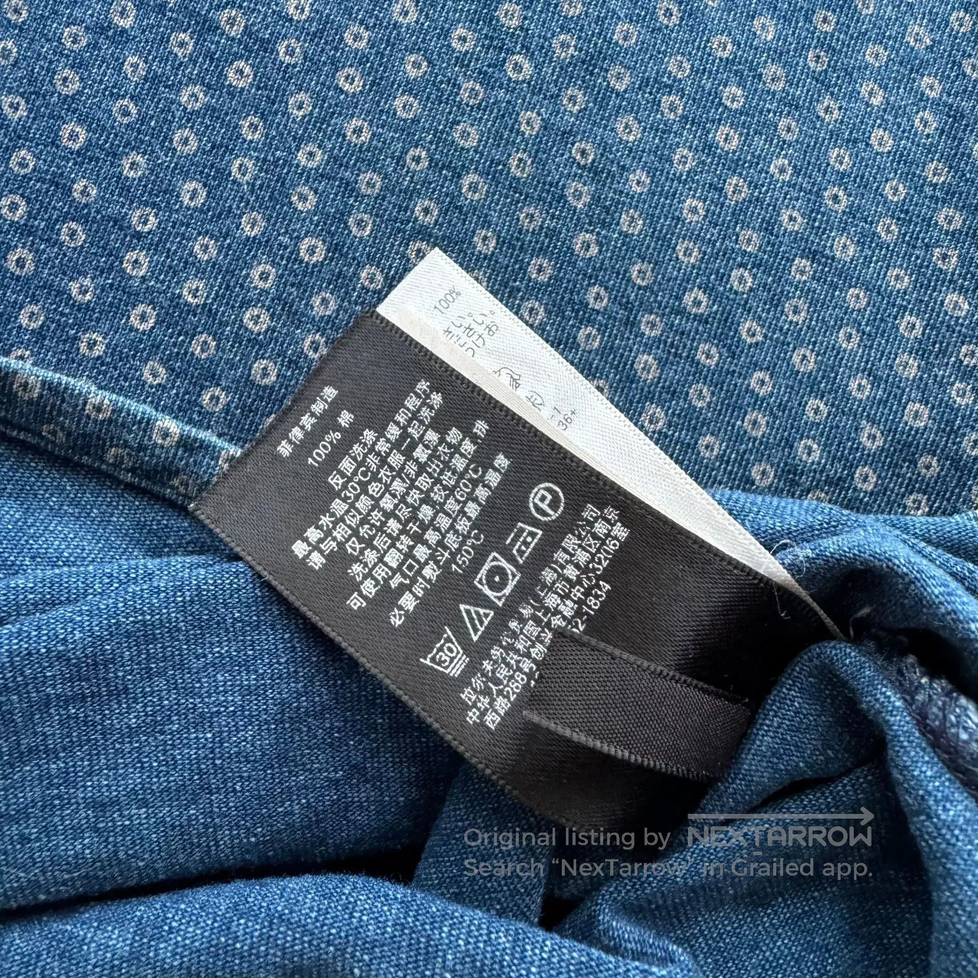 RRL Ralph Lauren RRL Indigo Polka Dot Henley Shirt. Size US S / EU 44-46 / 1 - 5 Thumbnail