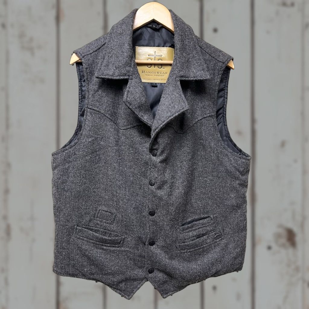 STS Ranchwear Vest Wool Blend Gray Mens Large L CCW Western Snap Pockets Collared Lined Vintage No