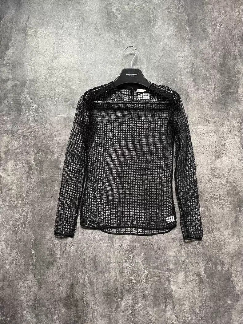 Saint Laurent Paris Saint Laurent Paris Crystal Beaded Openwork Fishnet Camiso Size US M / EU 48-50 / 2 - 1 Thumbnail
