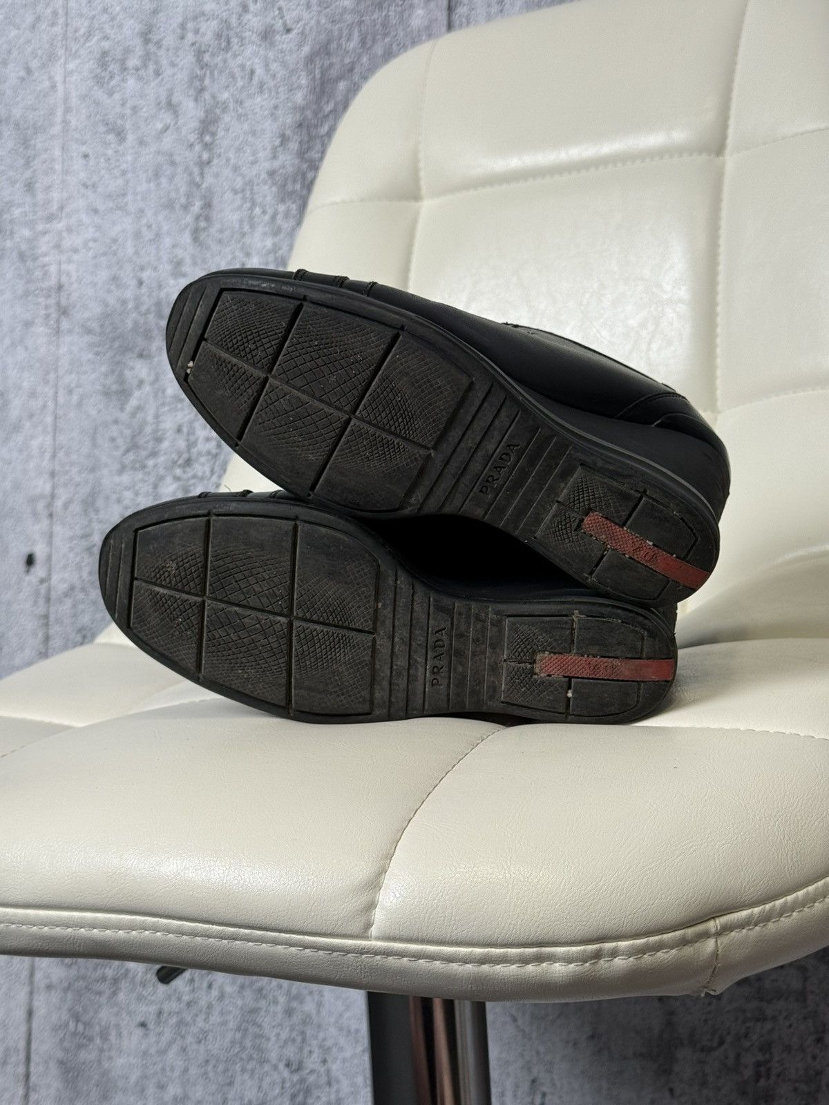 Prada PRADA Wedge Sneakers Black Leather Womens Platform Shoes Size US 6.5 / IT 36.5 - 22 Thumbnail
