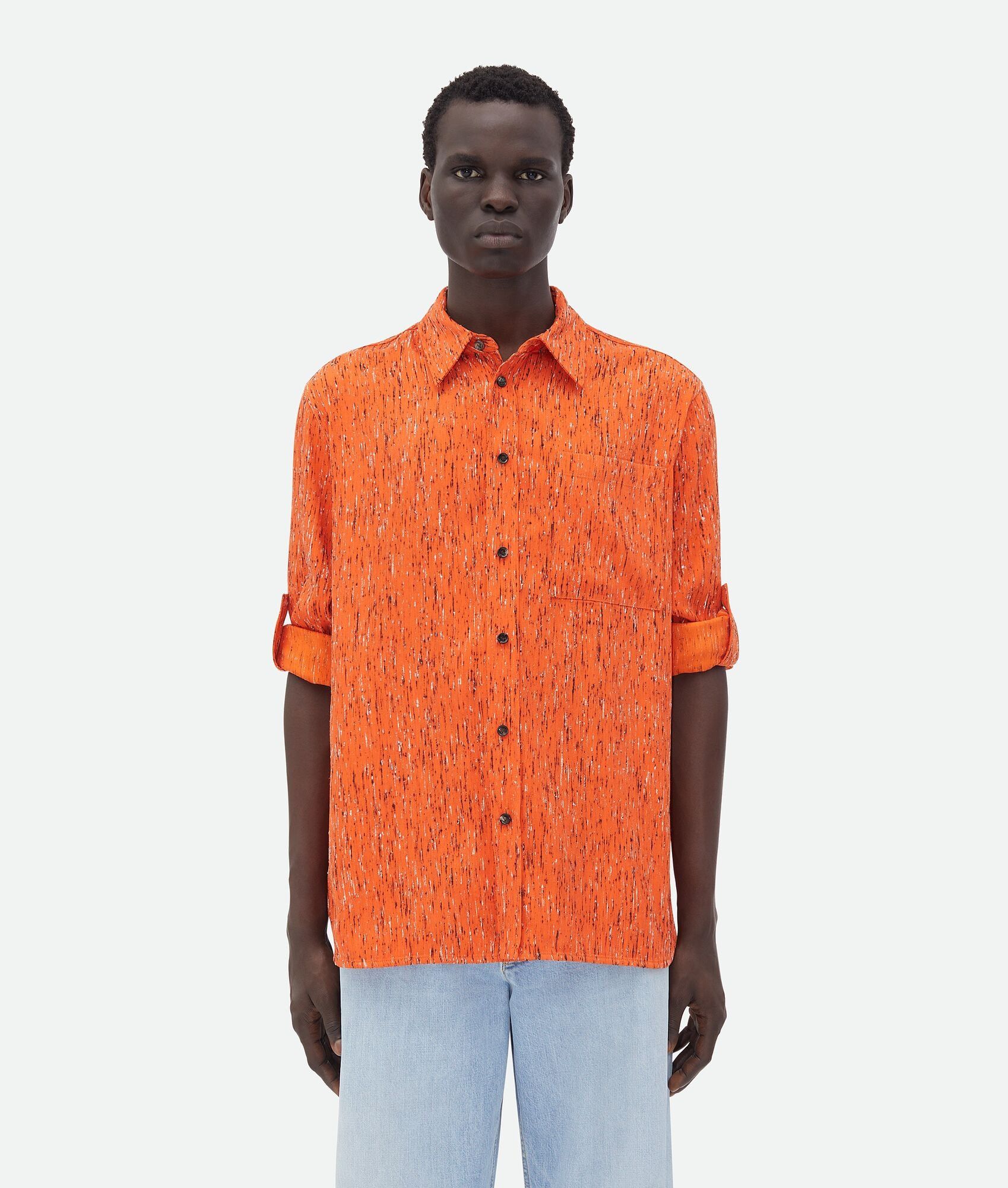 Bottega Veneta o1w1db10825 Textured Viscose Stripe Shirt "BV" Embroidery Size US S / EU 44-46 / 1 - 3 Thumbnail