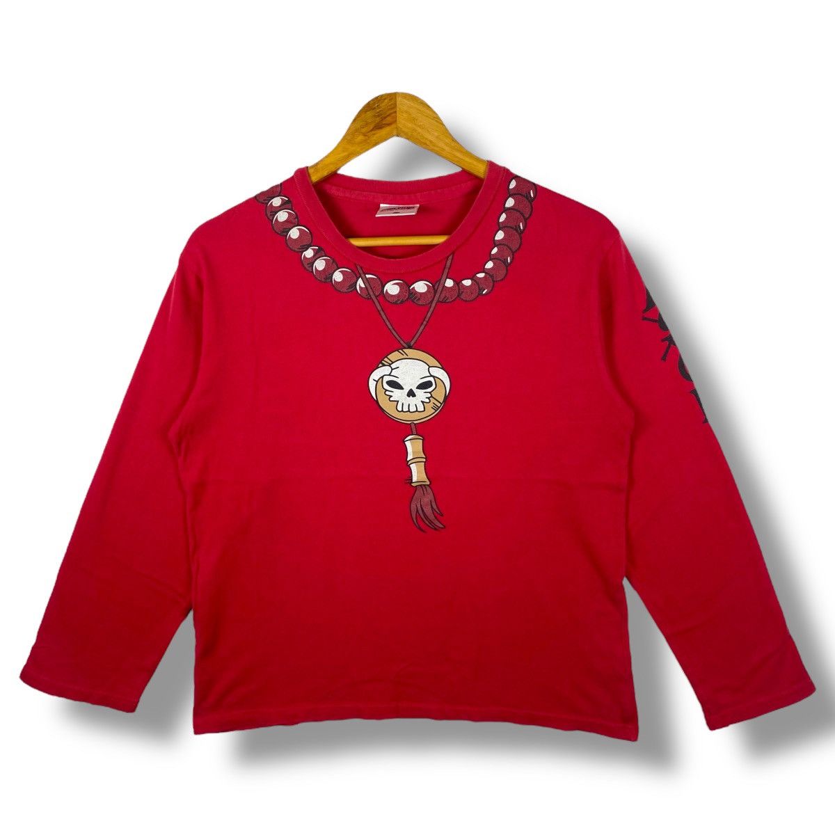Anime Vintage One Piece PORTGAS D. ACE Necklace Logo Longsleeve Size US M / EU 48-50 / 2 - 1 Thumbnail