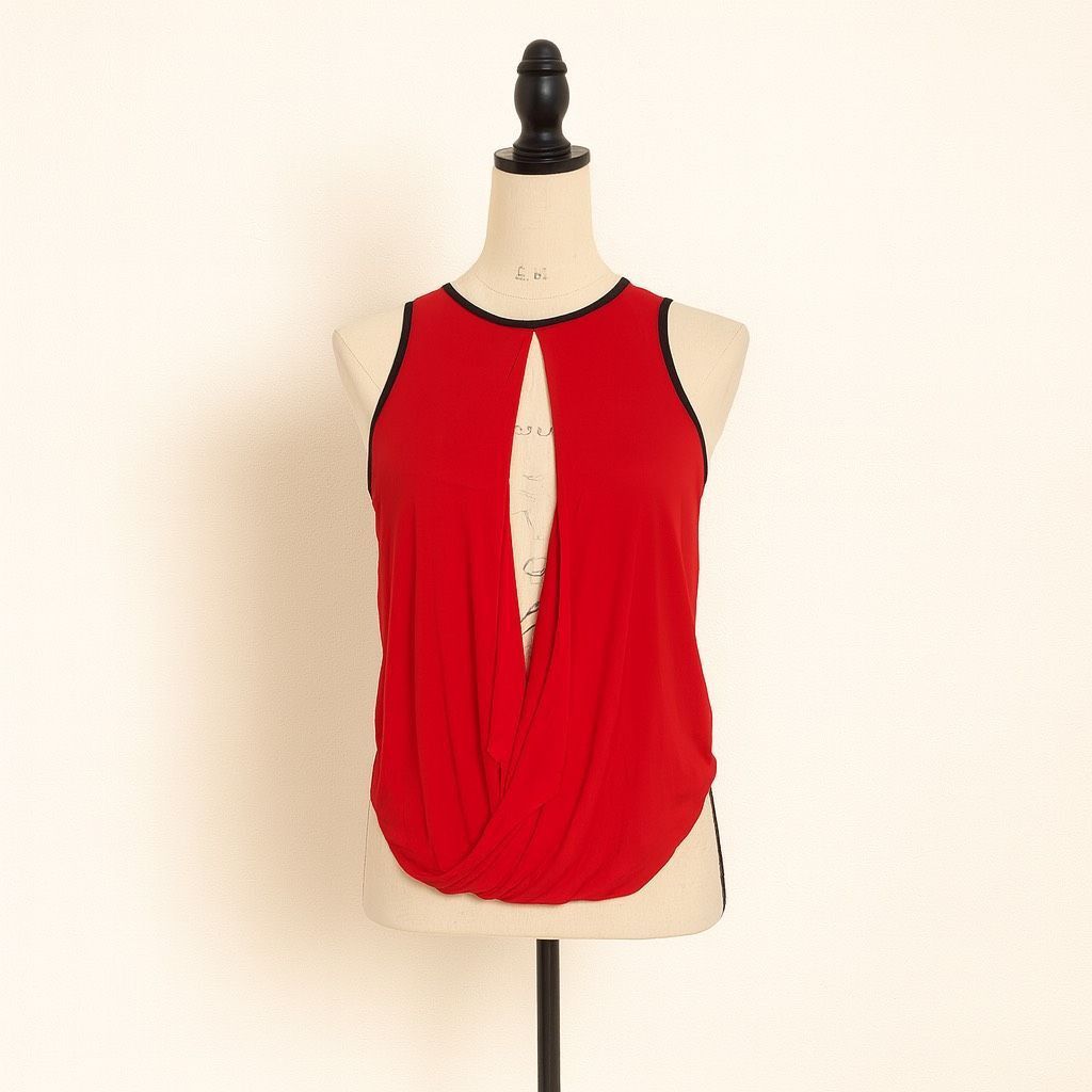 Guess G by Guess Red Sleeveless Draped Front Blouse XS – Open Fron Size XS / US 0-2 / IT 36-38 - 1 Thumbnail