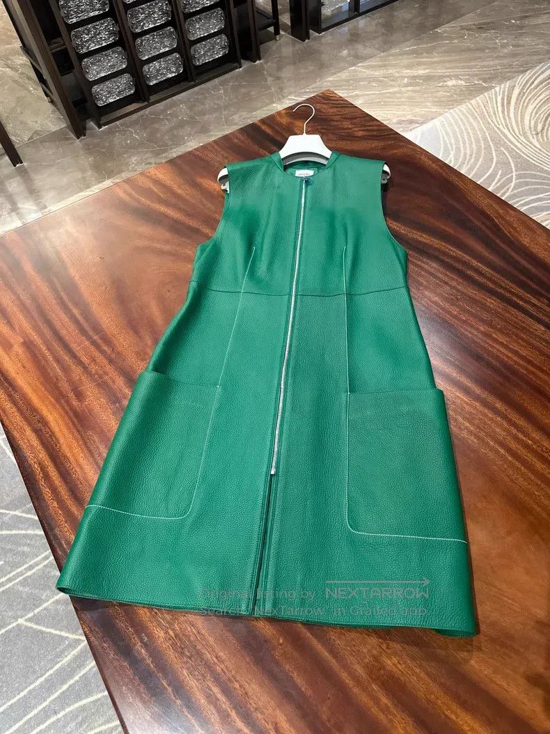 Hermes Hermes Deer Leather Dress Vest Jacket, Green Size S / US 4 / IT 40 - 3 Thumbnail