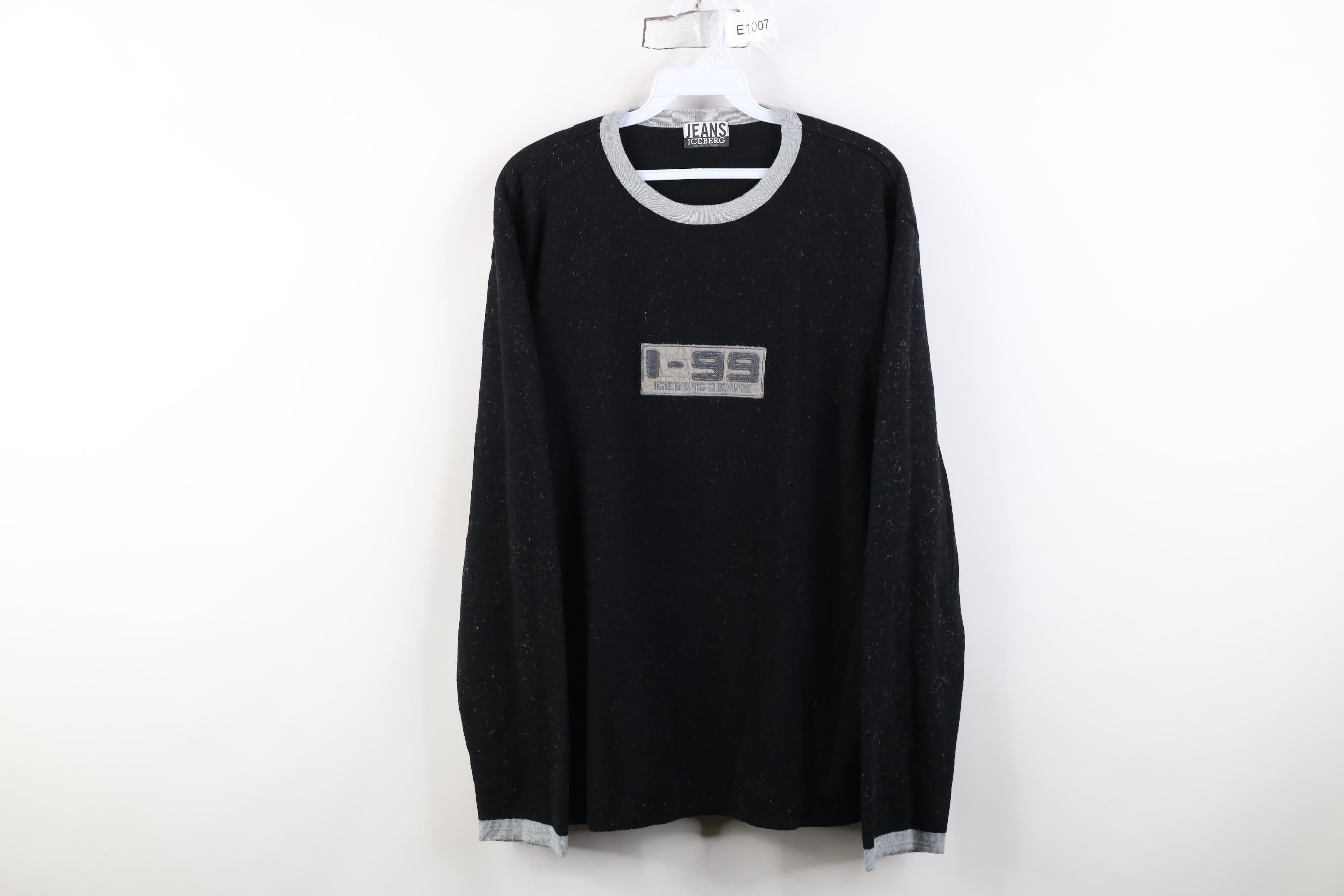 Vintage Vintage 90s Iceberg Jeans Box Logo Wool Knit Sweater Italy Size US L / EU 52-54 / 3 - 1 Thumbnail