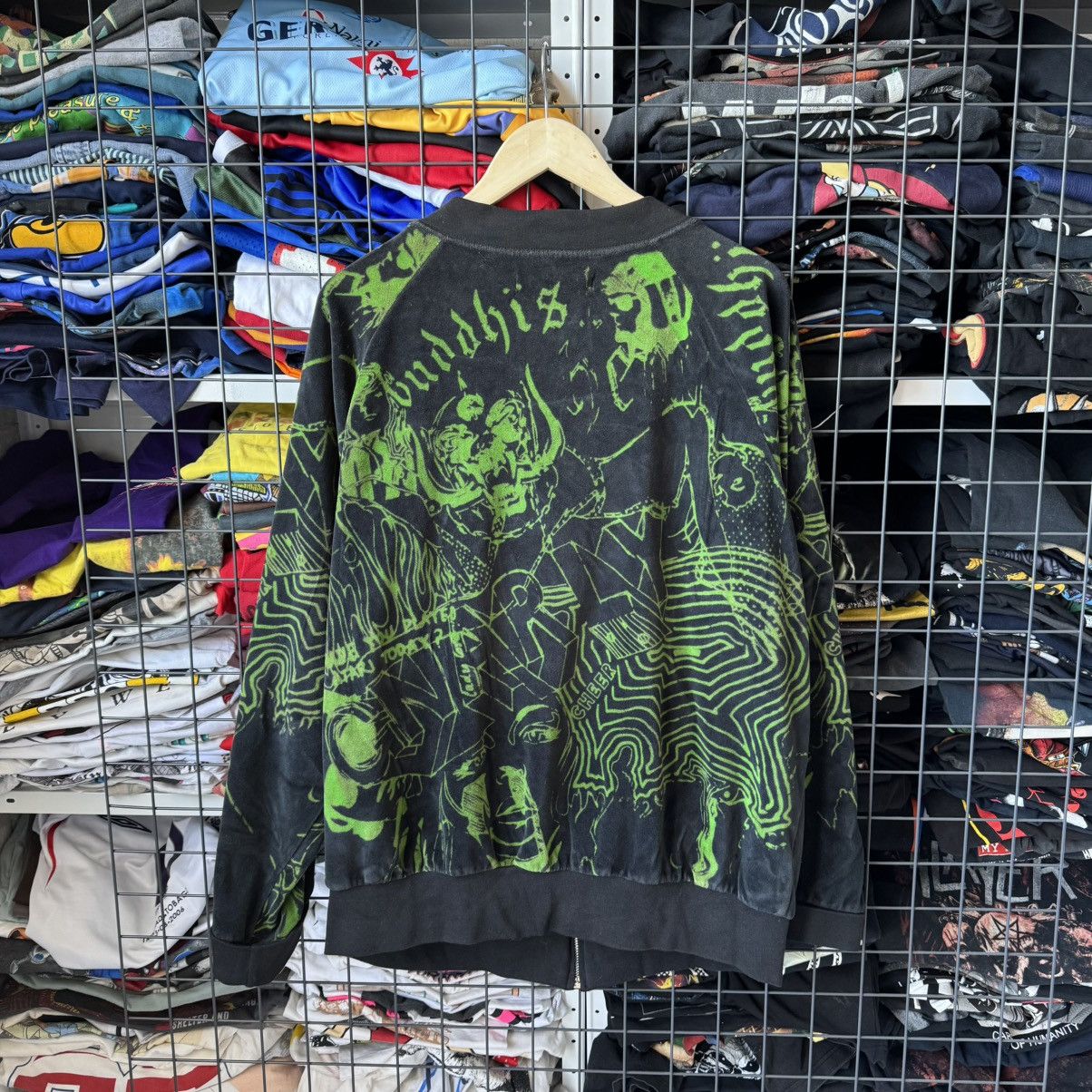 Vintage Buddhist Punk Motorhead Velours Bomber Jacket Size US XL / EU 56 / 4 - 2 Thumbnail