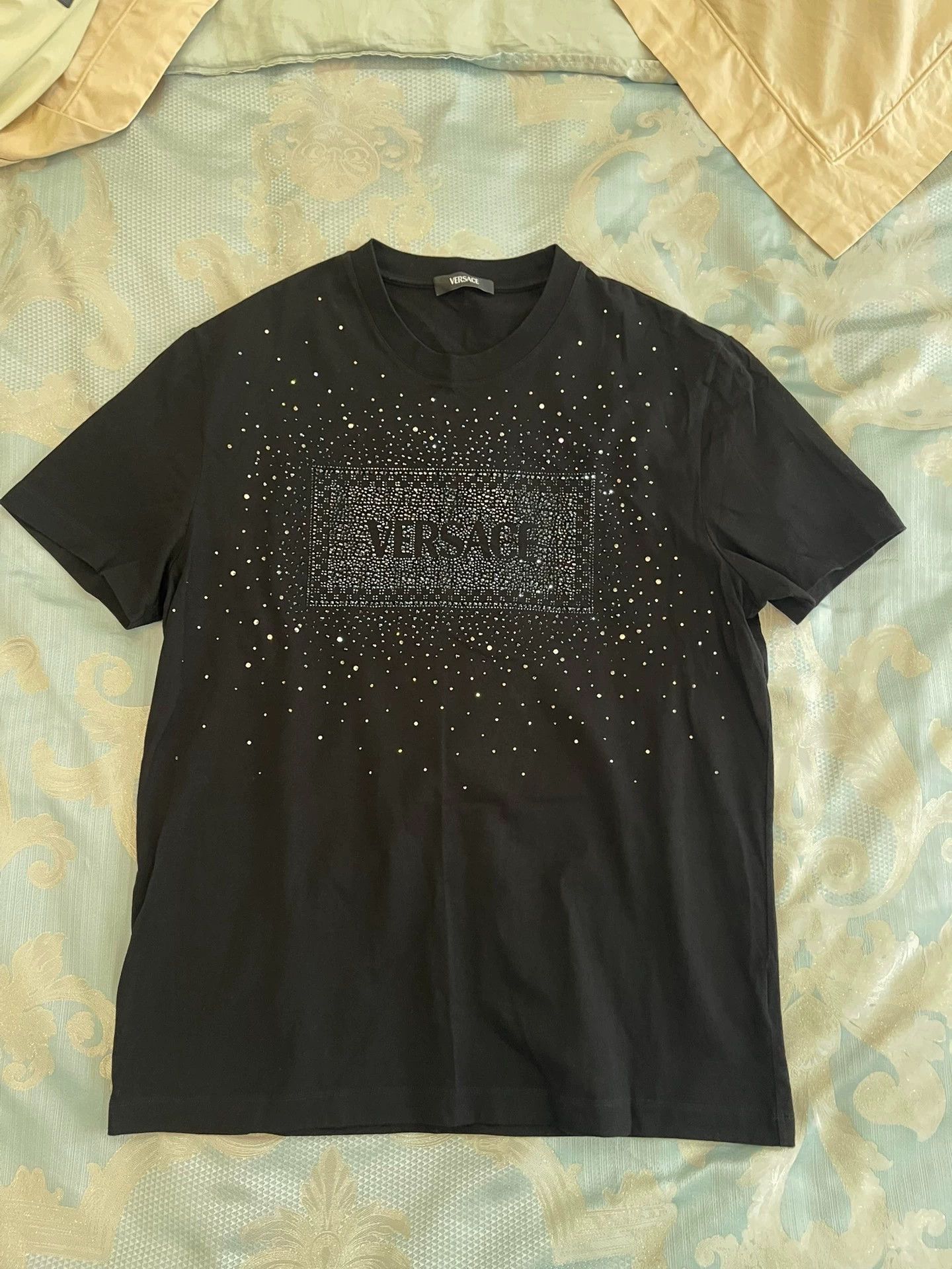 Versace Versace Rhinestone-Embellished Logo Black XL SS Tee Size US XL / EU 56 / 4 - 4 Thumbnail