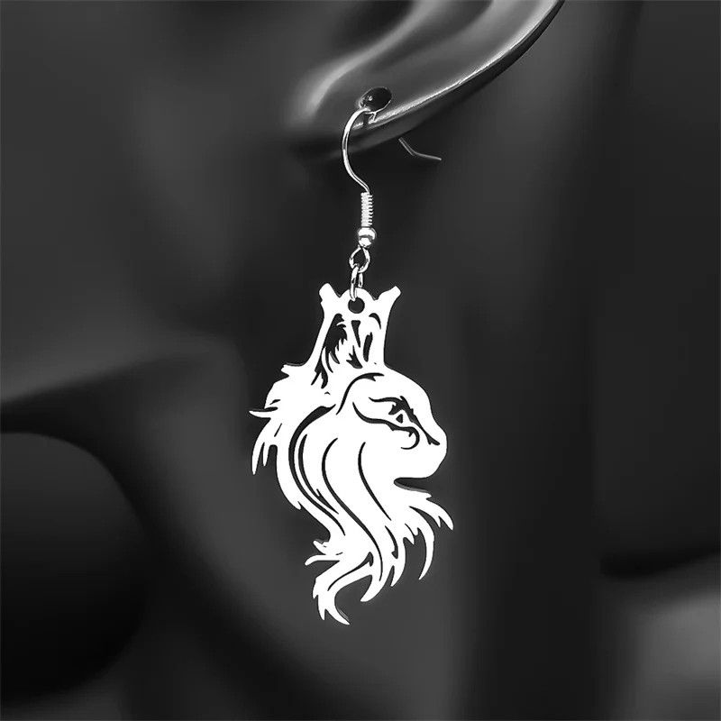 Jewelry Hollow Animal Cat Drop Earrings Jewelry Gift Size ONE SIZE - 2 Thumbnail