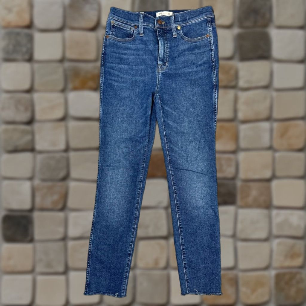 Madewell Madewell High Rise Skinny Jeans Womens 27 Blue Stretch Slim Fit Raw Hem 28x25 Jeans Size 27" / US 4 / IT 40 - 1 Thumbnail